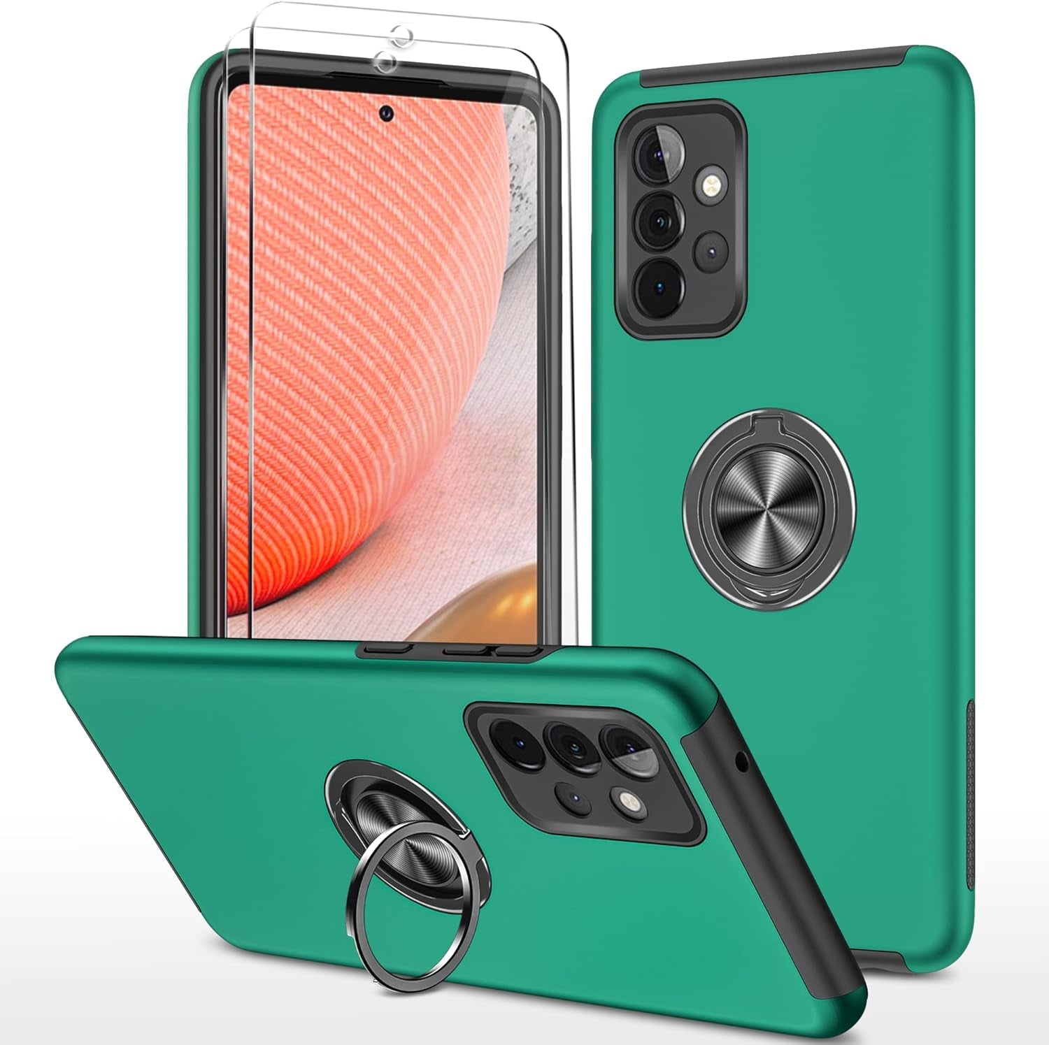 For Samsung A53 5G Case, Galaxy A53 5G Case with 2 Pcs Nano Explosion-Proof Film, 3 in 1 Full Body Shockproof Heavy Duty Protection Case for Samsung Galaxy A53 5G (Aqua Blue/Rose Pink)