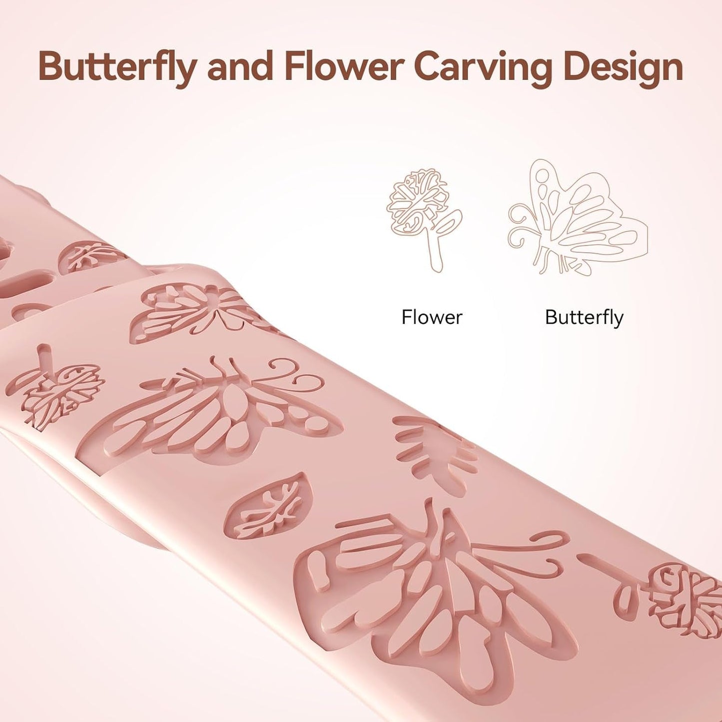 3 Pack Butterfly Floral Engraved Silicone Apple Watch Bands for Women - Soft, Sporty, and Stylish, Fits 38Mm-49Mm Apple Watch/Iwatch Series Ultra/Ultra 2/SE/9/8/7/6/5/4/3/2/1