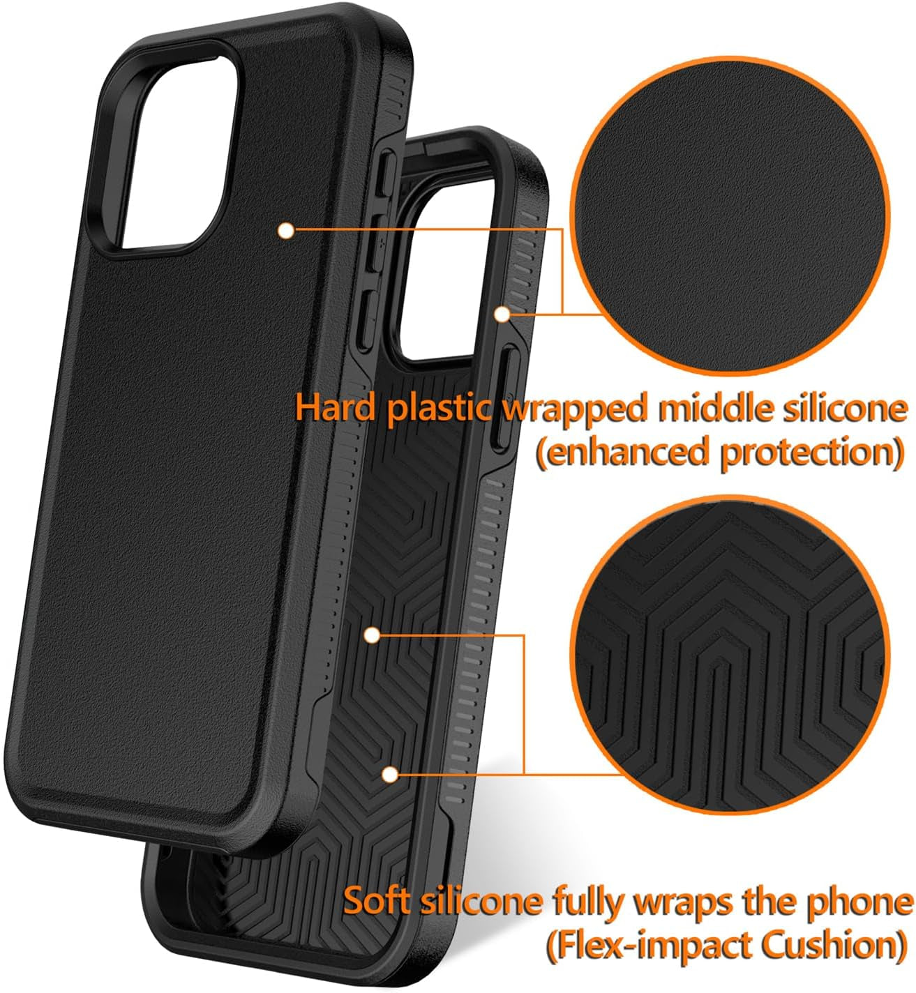 Diverbox for Iphone 15 Pro Case [Tempered Glass Screen Protector] [Shockproof] [Dropproof] Heavy Duty Protection Phone Case Cover for Apple Iphone 15 Pro 6.1 Inch (Black-2In1)  Diverbox   