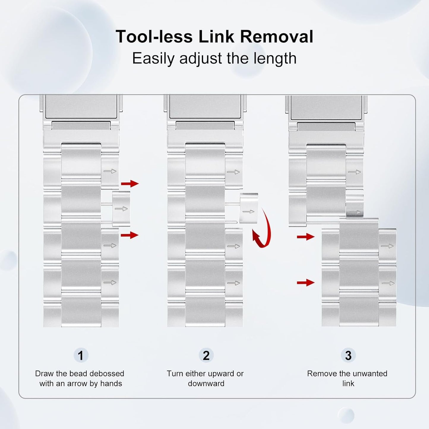 Finestone Metal Band for Apple Watch - No Tool Needed Apple Watch Stainless Steel Band Compatible with Apple Watch 41Mm 40Mm 38Mm - Magnetic Clasp Strap for Iwatch Series 9/8/7/6/5/4/3/2/1 SE Silver