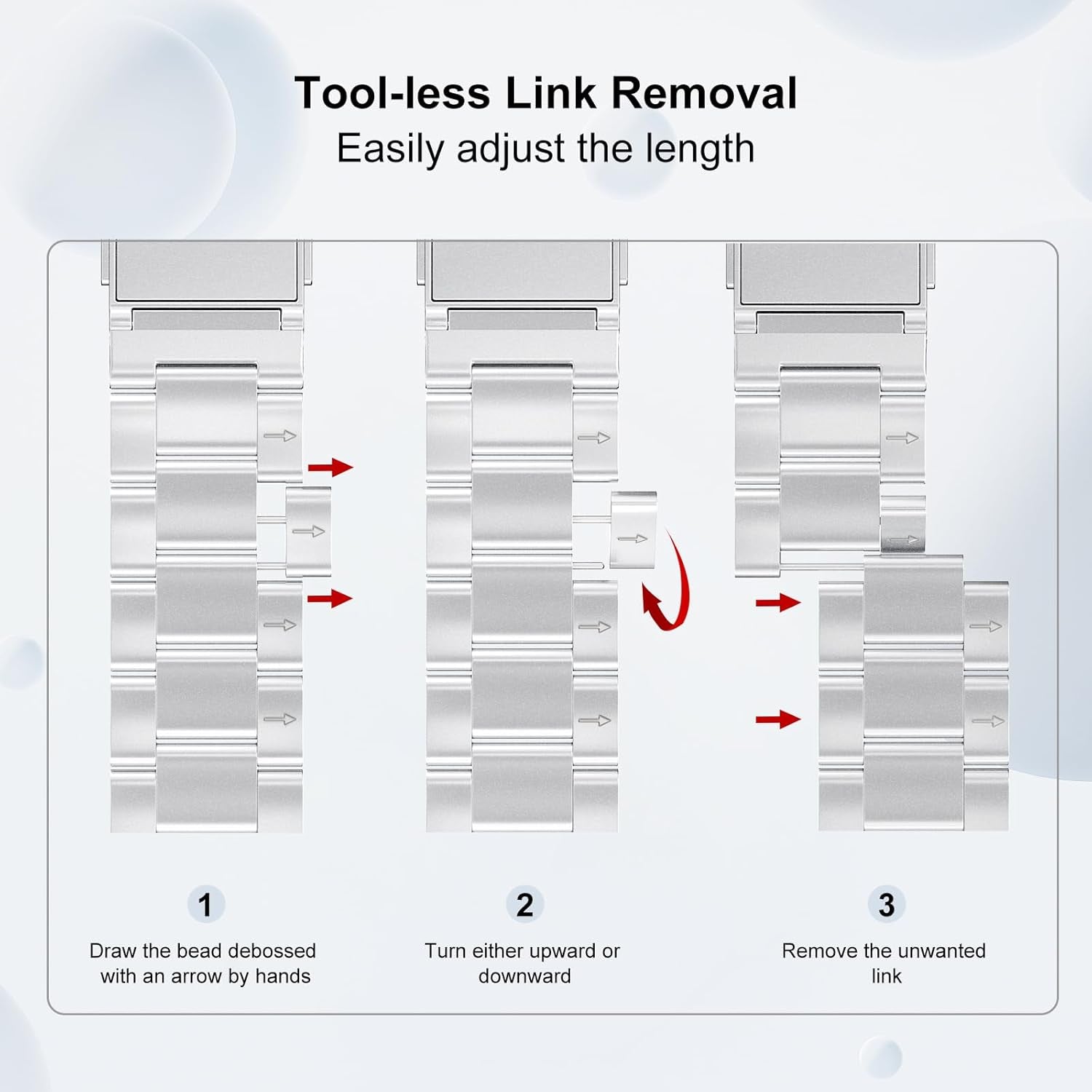 Finestone Metal Band for Apple Watch - No Tool Needed Apple Watch Stainless Steel Band Compatible with Apple Watch 41Mm 40Mm 38Mm - Magnetic Clasp Strap for Iwatch Series 9/8/7/6/5/4/3/2/1 SE Silver