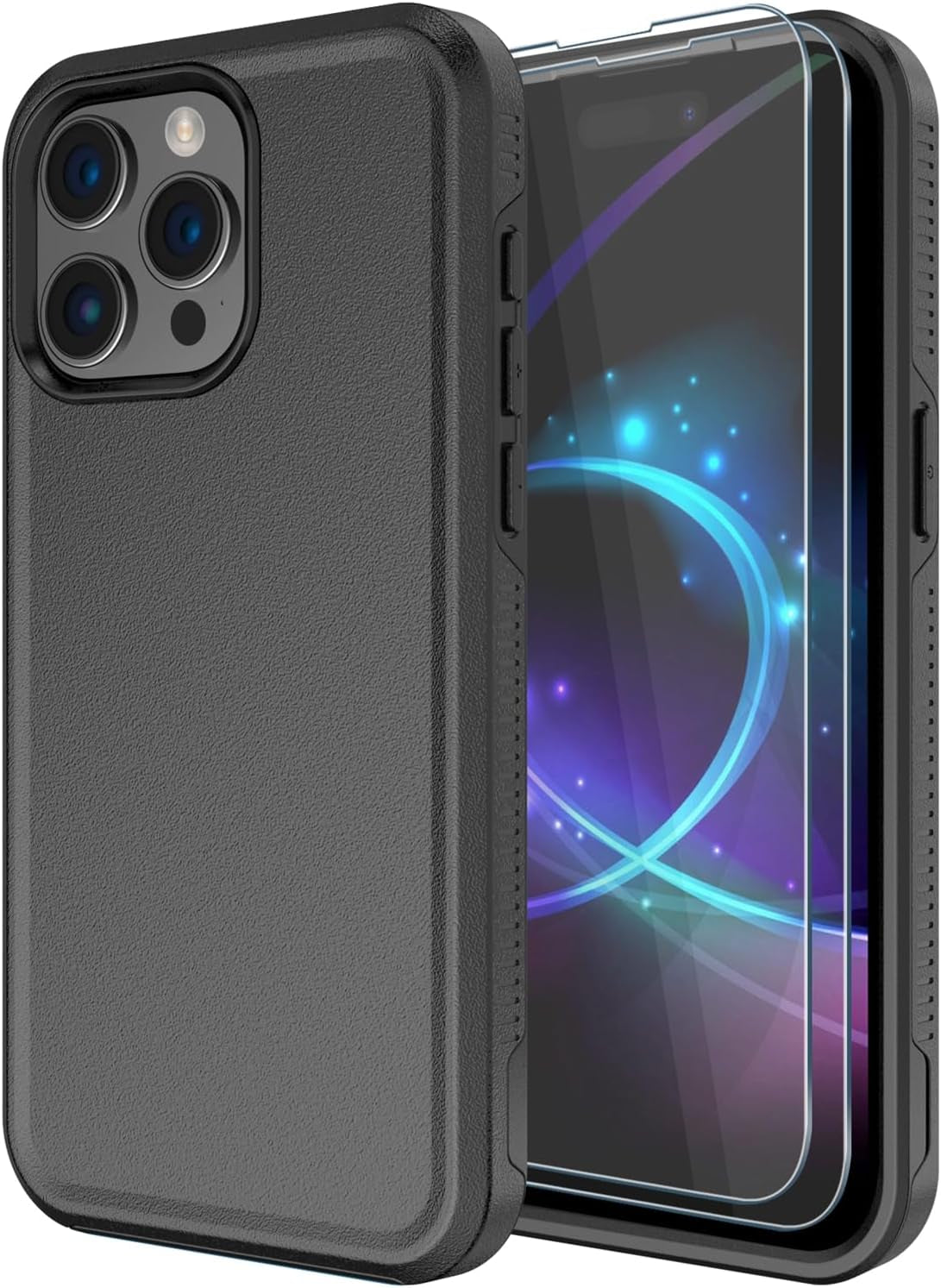 Diverbox for Iphone 15 Pro Case [Tempered Glass Screen Protector] [Shockproof] [Dropproof] Heavy Duty Protection Phone Case Cover for Apple Iphone 15 Pro 6.1 Inch (Black-2In1)  Diverbox   