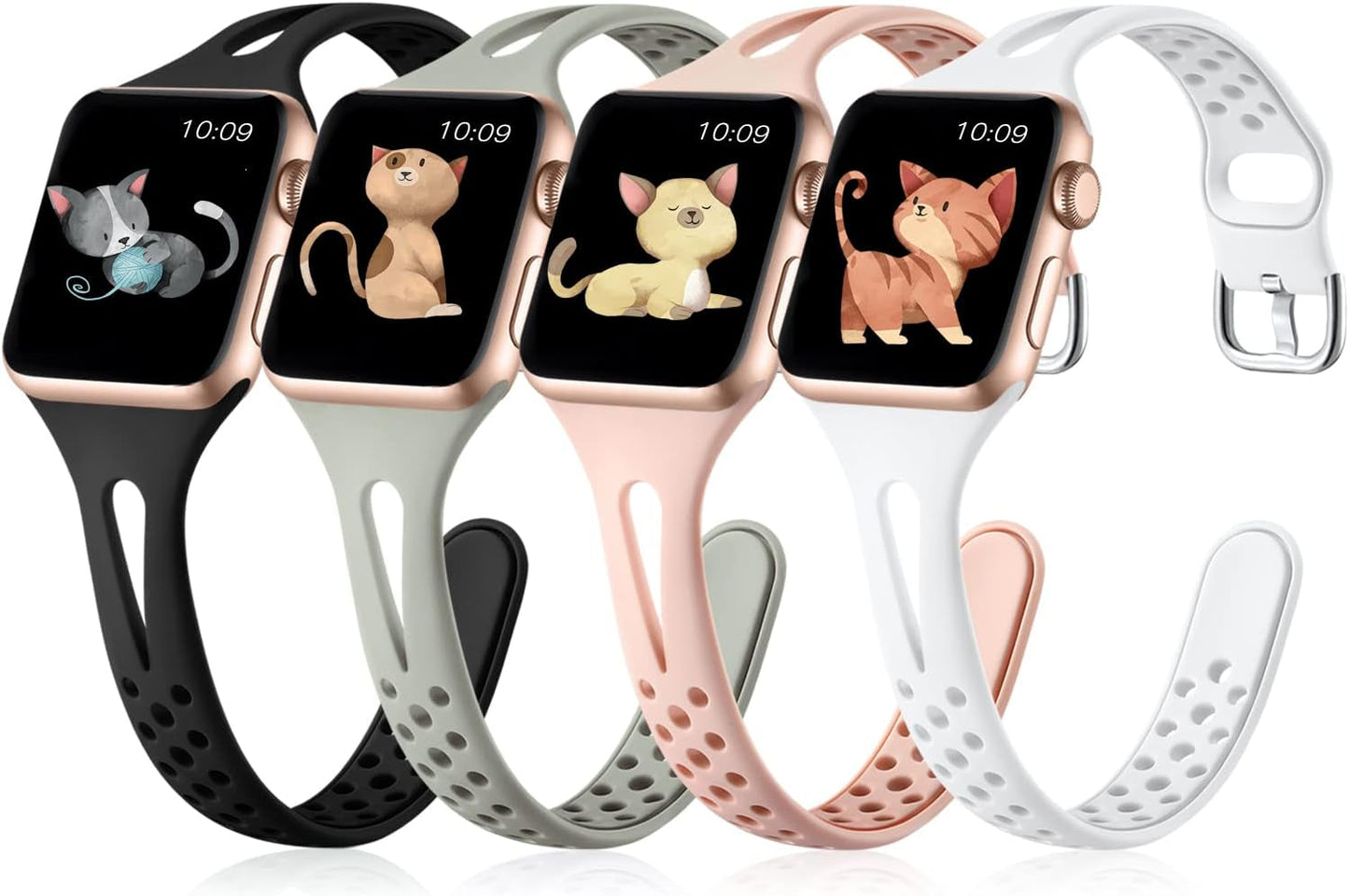 Getino Compatible with Apple Watch Bands 38Mm 40Mm 42Mm 44Mm Iwatch Band for Women Men, Soft Durable Breathable Thin Slim Narrow Band for Iwatch Series SE 6 5 4 3 2 1