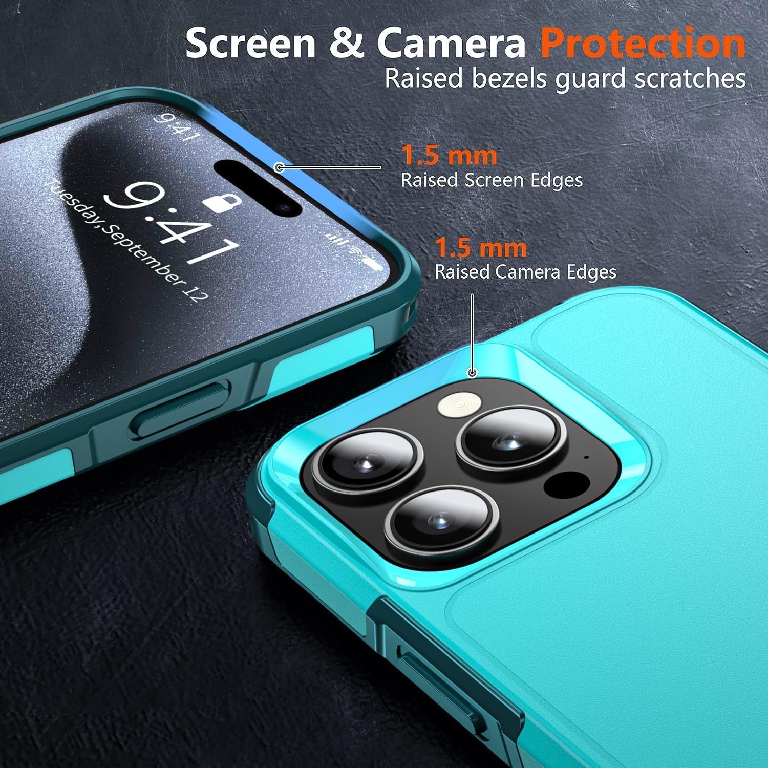 AEDILYS Shockproof for Iphone 15 Pro Case,[18 FT Military Grade Drop Protection],With 2X[Tempered Glass Screen Protector ] with Air Bumpers Full-Body Protective Phone Case,Blue  AEDILYS   