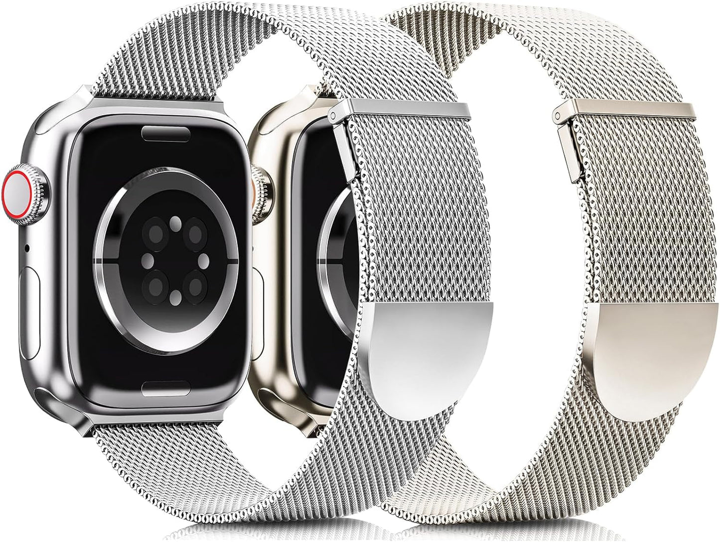 2 Pack Metal Magnetic Band Compatible with Apple Watch Bands 38Mm 40Mm 41Mm 42Mm 44Mm 45Mm 49Mm Women Men,Milanese Loop Stainless Steel Mesh Adjustable Strap for Iwatch Series 9 8 7 6 5 4 3 2 SE Ultra