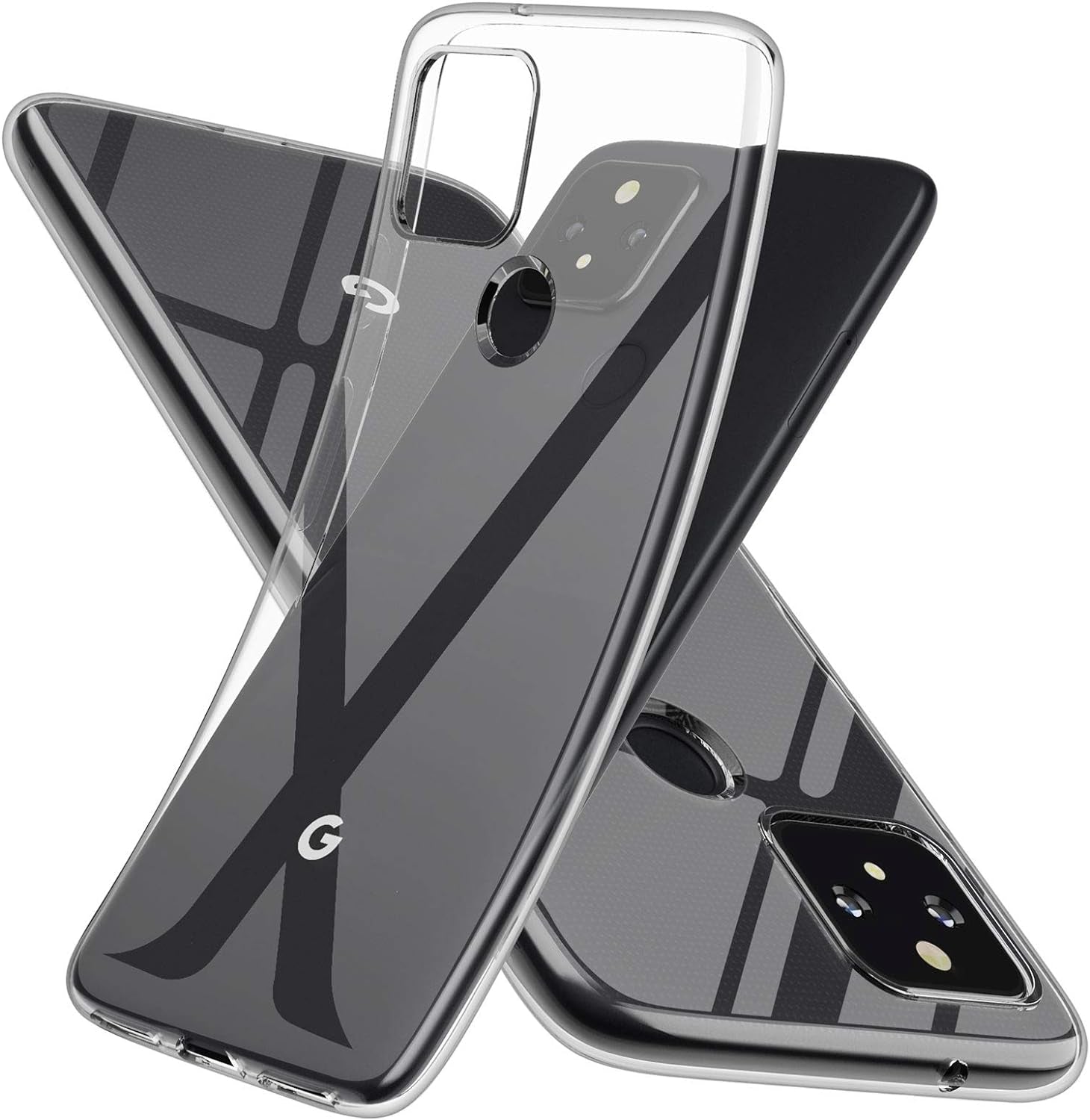 For Google Pixel 5 Slim Case,Thin Silicone Flexible Soft TPU Gel Lightweight Anti-Scratch Shockproof Protective Case Cover for Pixel 5,Crystal Clear  SNOSHO Crystal Clear  