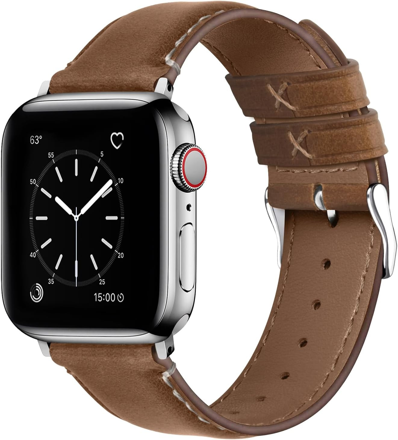 Fullmosa Retro Leather Bands Compatible with Apple Watch 38Mm 40Mm 41Mm for Men Women, Top Grain Real Leather Strap for Iwatch Series 9/8/7/6/5/4/3/2/1/SE/SE2, Brown+Black Buckle