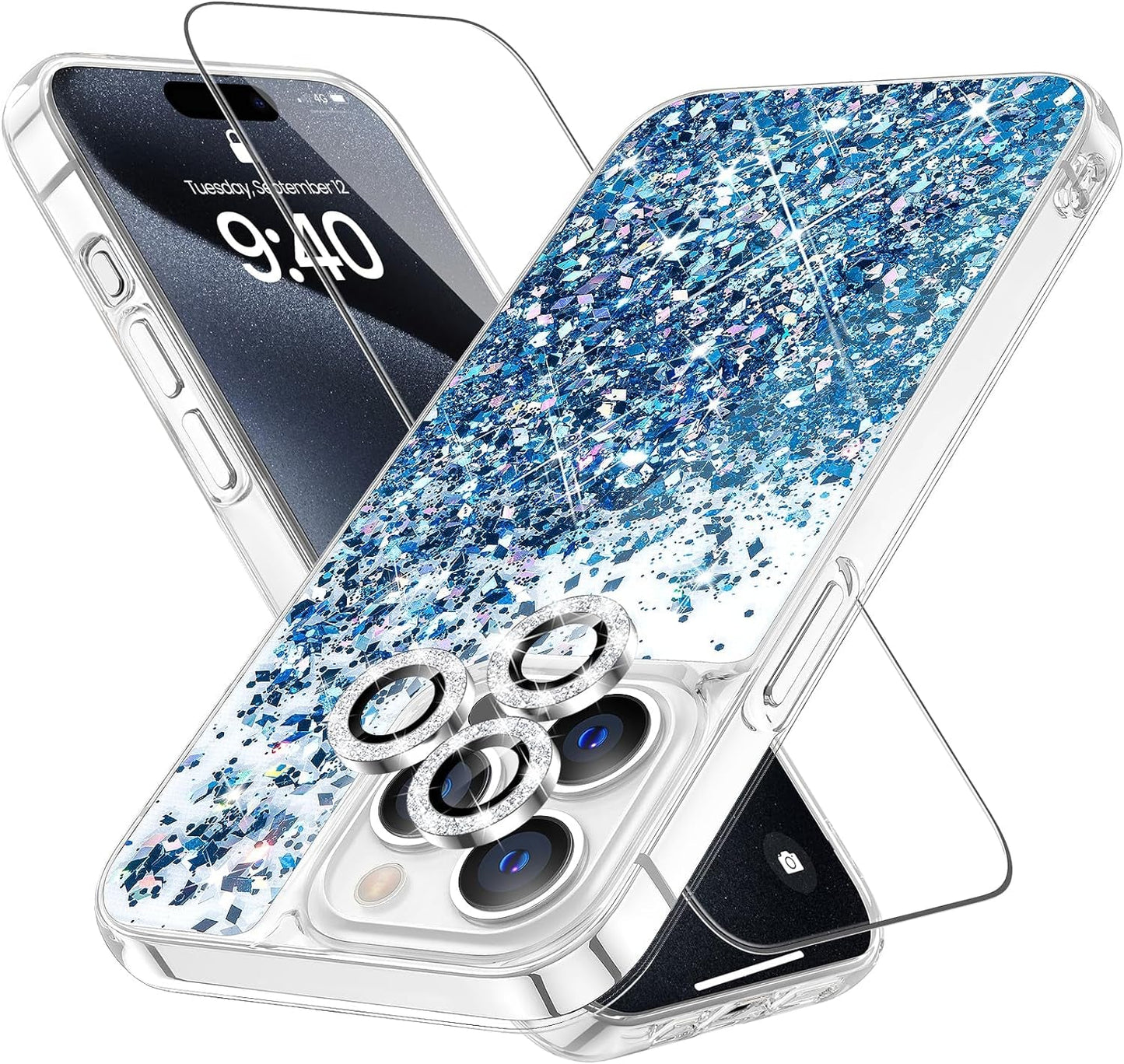 Caka for Iphone 14 Pro Case, Iphone 14 Pro Case Glitter Christmas for Women Girls Girly Bling Sparkle Flowing Floating Snowflake Quicksand Clear Phone Case Cover for Iphone 14 Pro 6.1 Inch Snowman  Caka   