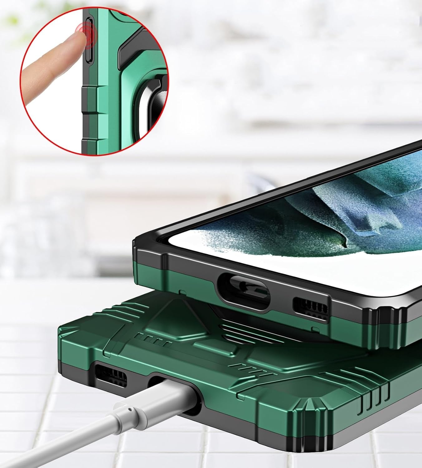 For Samsung Galaxy S22 plus Case with Kickstand Ring Magnetic Holder Military Grade for Galaxy 22+ plus Case Protective Shockproof Case Armor Cover for Galaxy S22 plus Phone Case (Red)