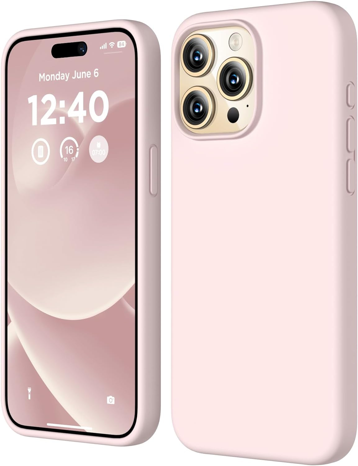 COFFKER Compatible with Iphone 15 Pro Case, Liquid Silicone Case, Full Body Shockproof Protective Cover Slim Thin Phone Case with Soft Anti-Scratch Microfiber Lining, 6.1 Inch-Orange  COFFKER Lovely Pink  