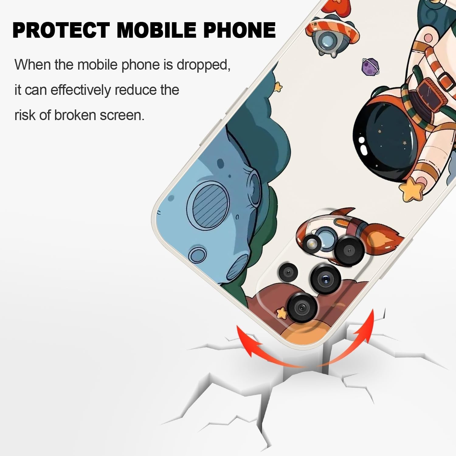 For Samsung Galaxy A53 5G Case Side Creative Design Soft Silicone Drop Protective Flower Case for Samsung A53 5G-Astronaut White