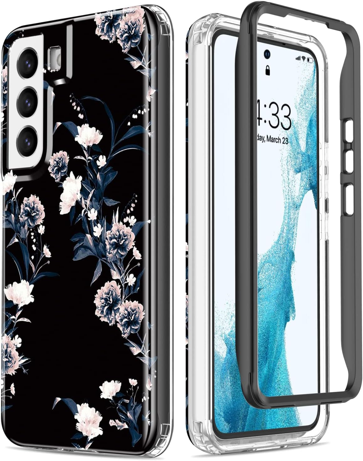Esdot Compatible with Samsung Galaxy S22 plus Case,Passing 21Ft Drop Test,With Fashionable Designs for Women Girls,Protective Phone Case for Galaxy S22+ plus 6.6" Flower Garden