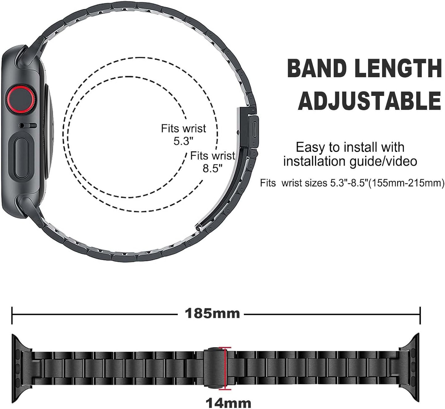 BOTOMALL Compatible with Apple Watch Band 49Mm 45Mm 44Mm 42Mm 41Mm 40Mm 38Mm, Slim Stainless Steel Metal Strap for Iwatch Series 9 8 7 6 5 4 SE 3 2 1 Women Men