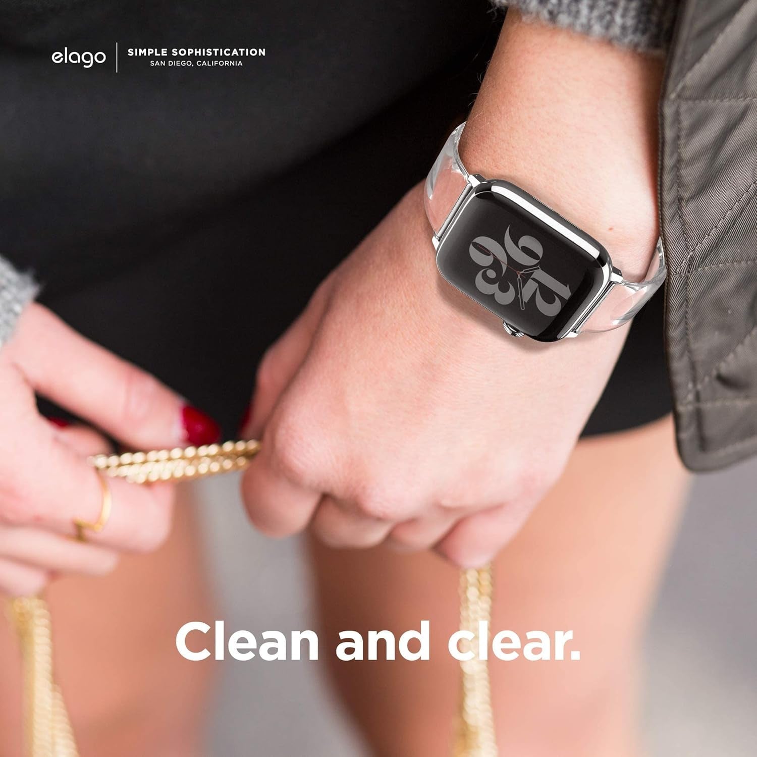 Elago Clear Band Compatible with Apple Watch Band Ultra2/Ultra/Se/9/8/7/6/Se/5/4/3/2/1 38Mm 40Mm 41Mm 42Mm 44Mm 45Mm 49Mm – Transparent Protective Band, Watch Strap Connector Included