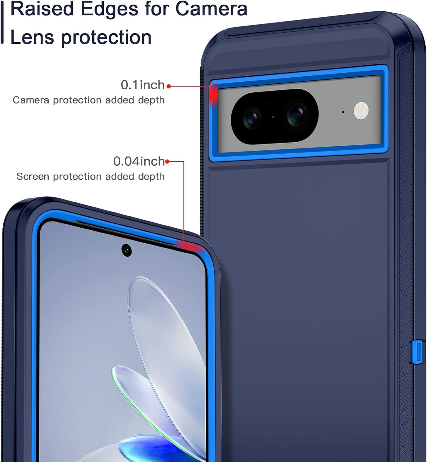 Hucasok for Google Pixel 8 Case Shockproof Rugged Full Body Protection Scratch Resistant Heavy Duty Dust/Drop Proof 3-Layer Durable Cover Case for Google Pixel 8 6.2 Inch,Navy Blue  Hucasok   