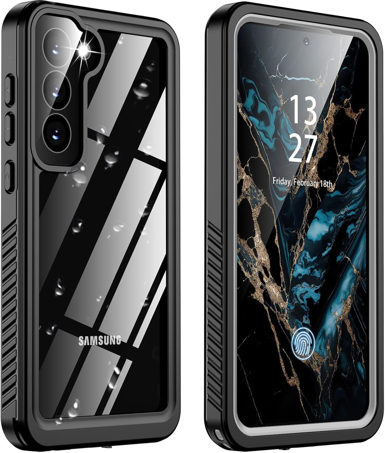 For Samsung Galaxy S22+Plus Case Waterproof Shockproof,Galaxy S22 plus Case with Built-In Screen Protector 360 Full Body Heavy Rugged Samsung S22+Plus Protective Case(Blue/Clear)