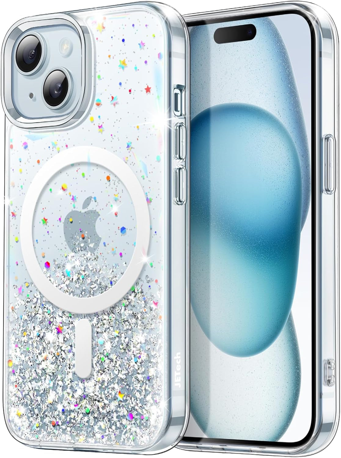 Jetech Glitter Case for Iphone 17 Pro Max 6.9-Inch Compatible with Magsafe, Clear Cute Bling Sparkle for Women and Girls, Shiny Shockproof Magnetic Sparkly Phone Cover (Clear)