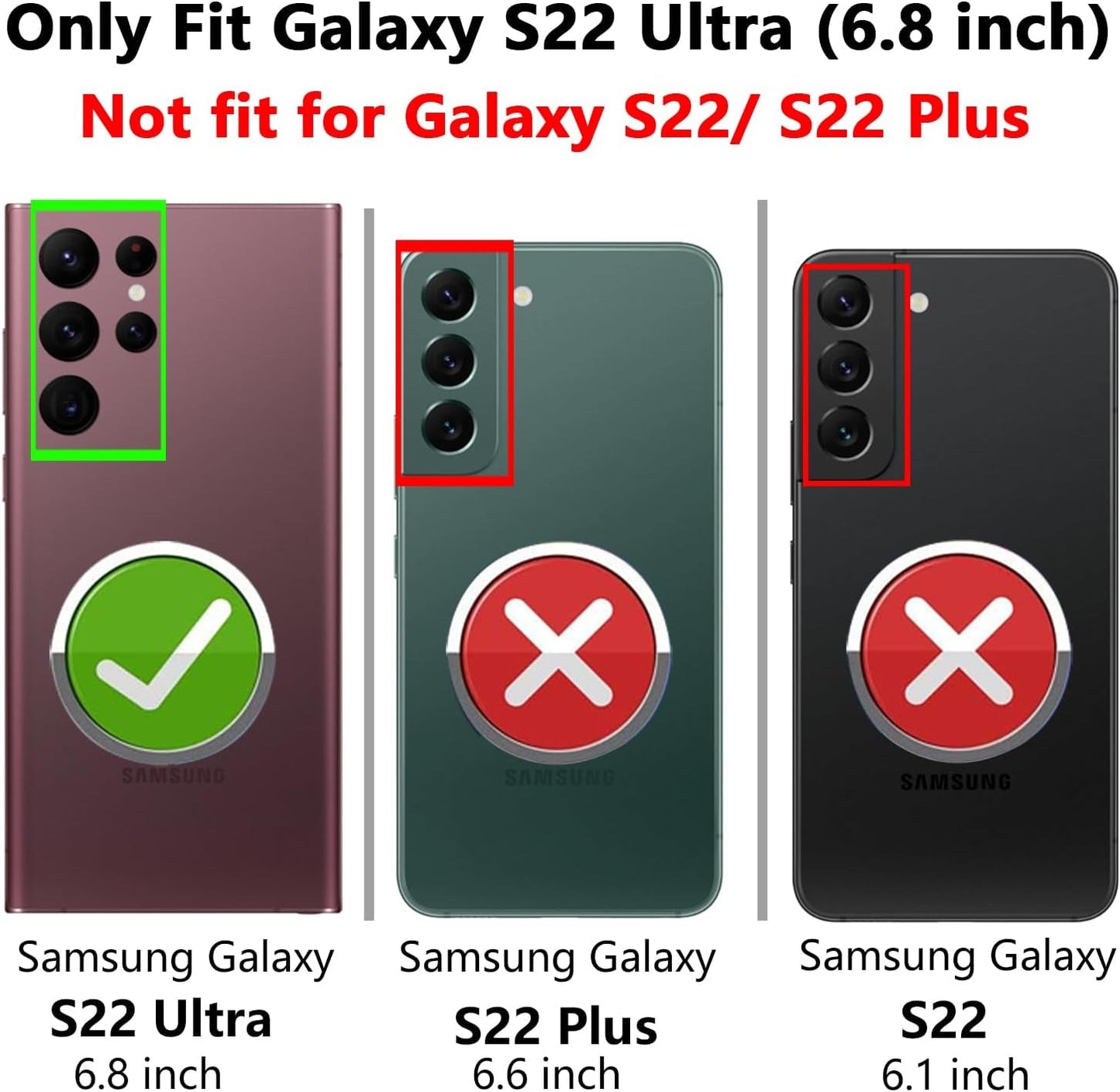 For Samsung Galaxy S22 Ultra Case,With Camera Lens Cover HD Screen Protector,[Military Grade] Ring Car Mount Kickstand Hybrid Hard PC Soft TPU Shockproof Protective Case for Galaxy S22 Ultra, Red