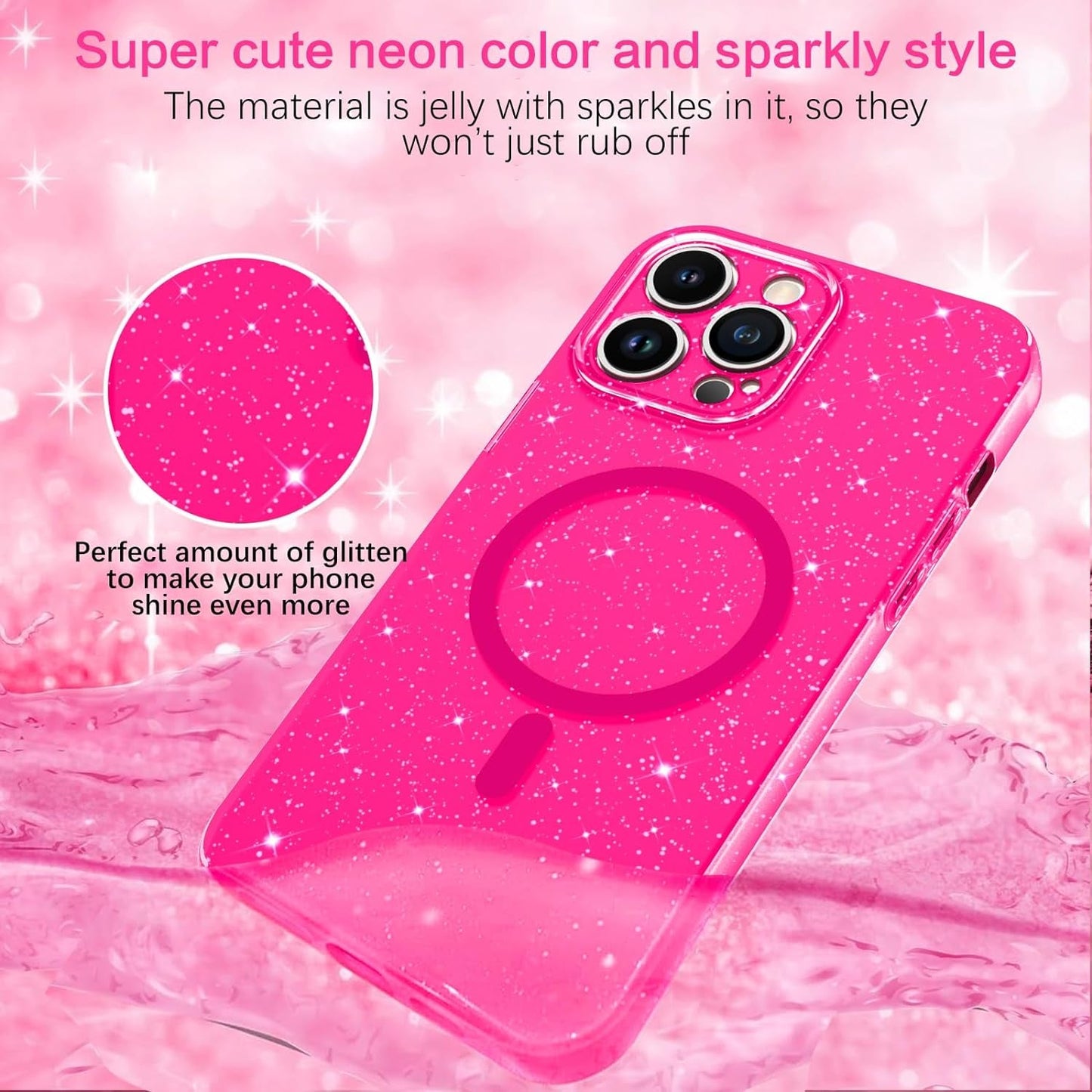 BENTOBEN Iphone 14 Pro Max Case, Phone Case Iphone14 Pro Max Magnetic Case Compatible with Magsafe Glitter Sparkle Shockproof Anti-Scratch Protective Case for Iphone 14 Pro Max 6.7’’ Hot Pink  BENTOBEN   