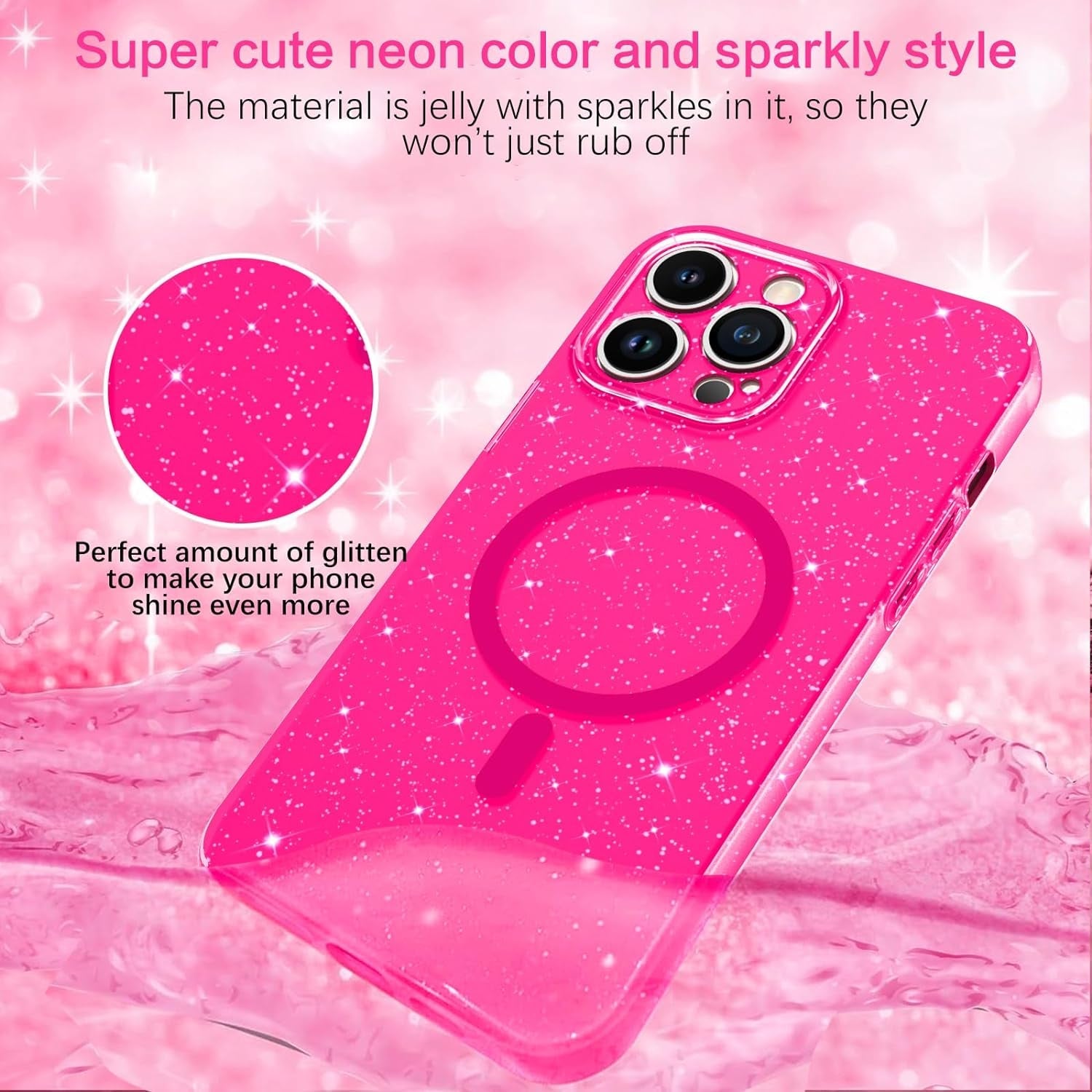 BENTOBEN Iphone 14 Pro Max Case, Phone Case Iphone14 Pro Max Magnetic Case Compatible with Magsafe Glitter Sparkle Shockproof Anti-Scratch Protective Case for Iphone 14 Pro Max 6.7’’ Hot Pink  BENTOBEN   