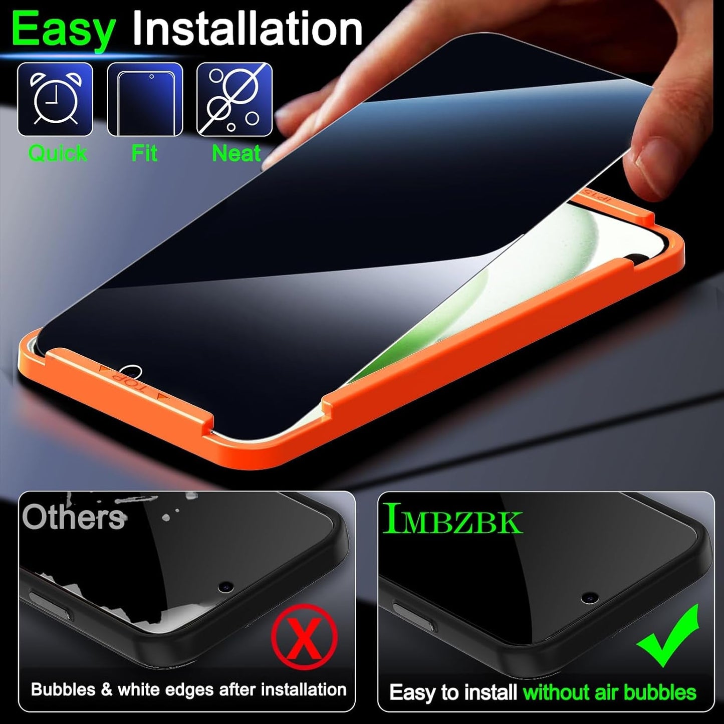 IMBZBK 4 Pack Privacy Screen Protector for Iphone 15 plus Tempered Glass with 4 Pack Camera Lens Protector, Accessories 9H anti Spy for Apple 15 Plus, 2.5D Curved, Case Friendly, Transparent  IMBZBK   