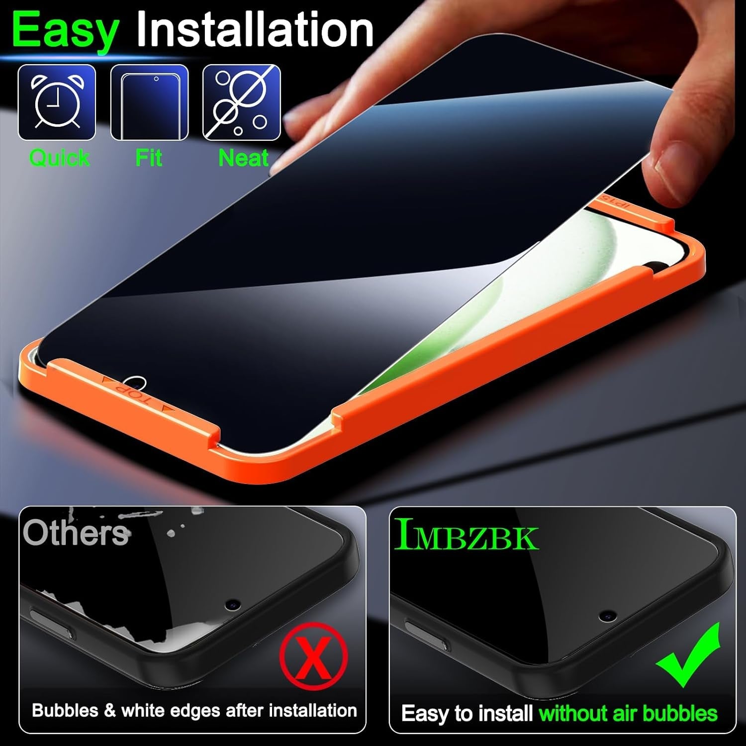 IMBZBK 4 Pack Privacy Screen Protector for Iphone 15 plus Tempered Glass with 4 Pack Camera Lens Protector, Accessories 9H anti Spy for Apple 15 Plus, 2.5D Curved, Case Friendly, Transparent  IMBZBK   