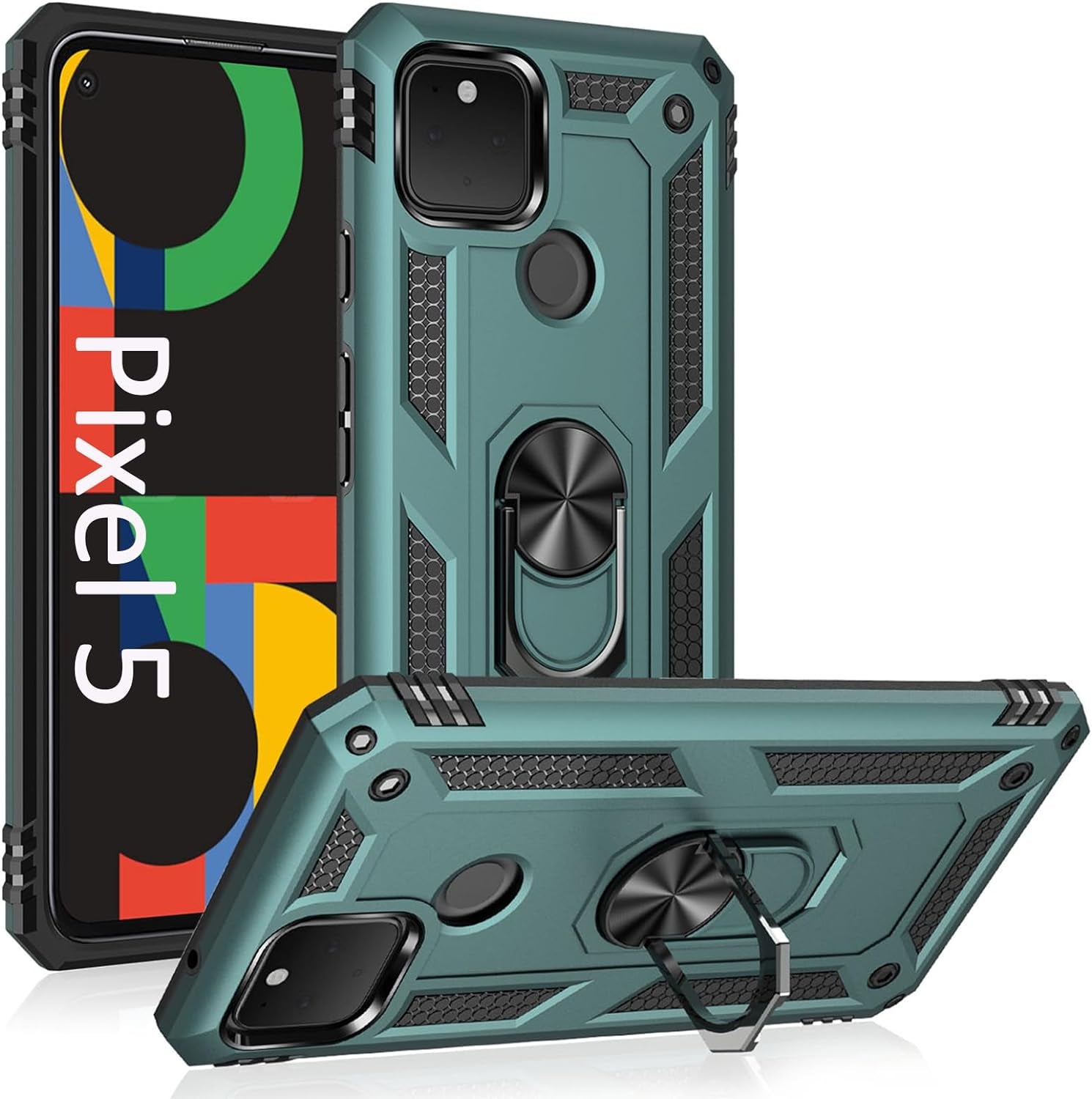 ADDIT Phone Case for Google 5,Google Pixel 5 Case, Military Grade Protective Google Pixel 5 Cases Cover with Ring Car Mount Kickstand for Google Pixel 5 5G - Rose Gold  ADDIT Teal Google Pixel 5 