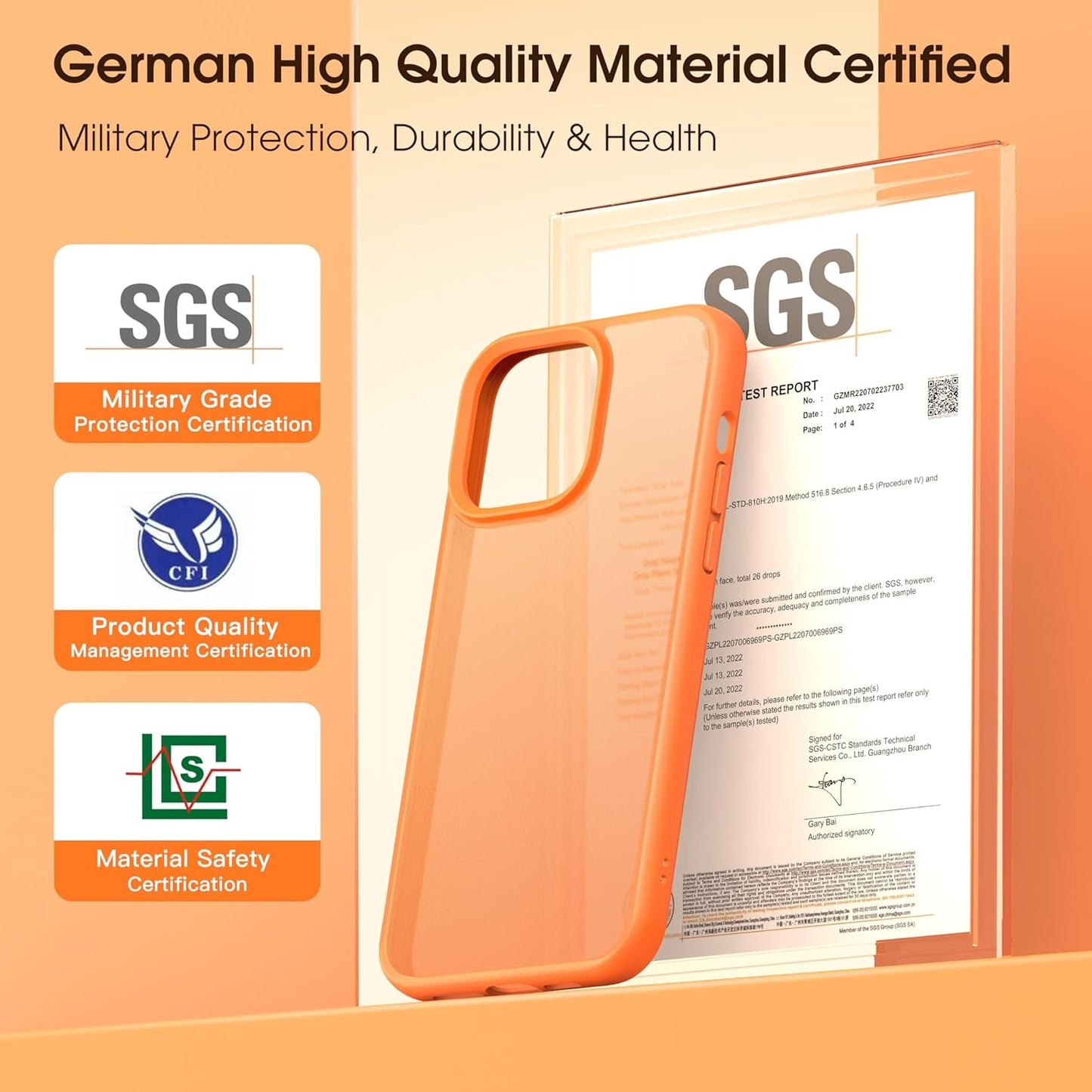 Alphex Colored Transluscent for Iphone 14 Pro Case, Sleek Cute Retro Design, German Quality Standard Certified, 12FT Military-Grade Protection, Slim Matte Hard Back Case 6.1-Inch, Orange  Alphex   