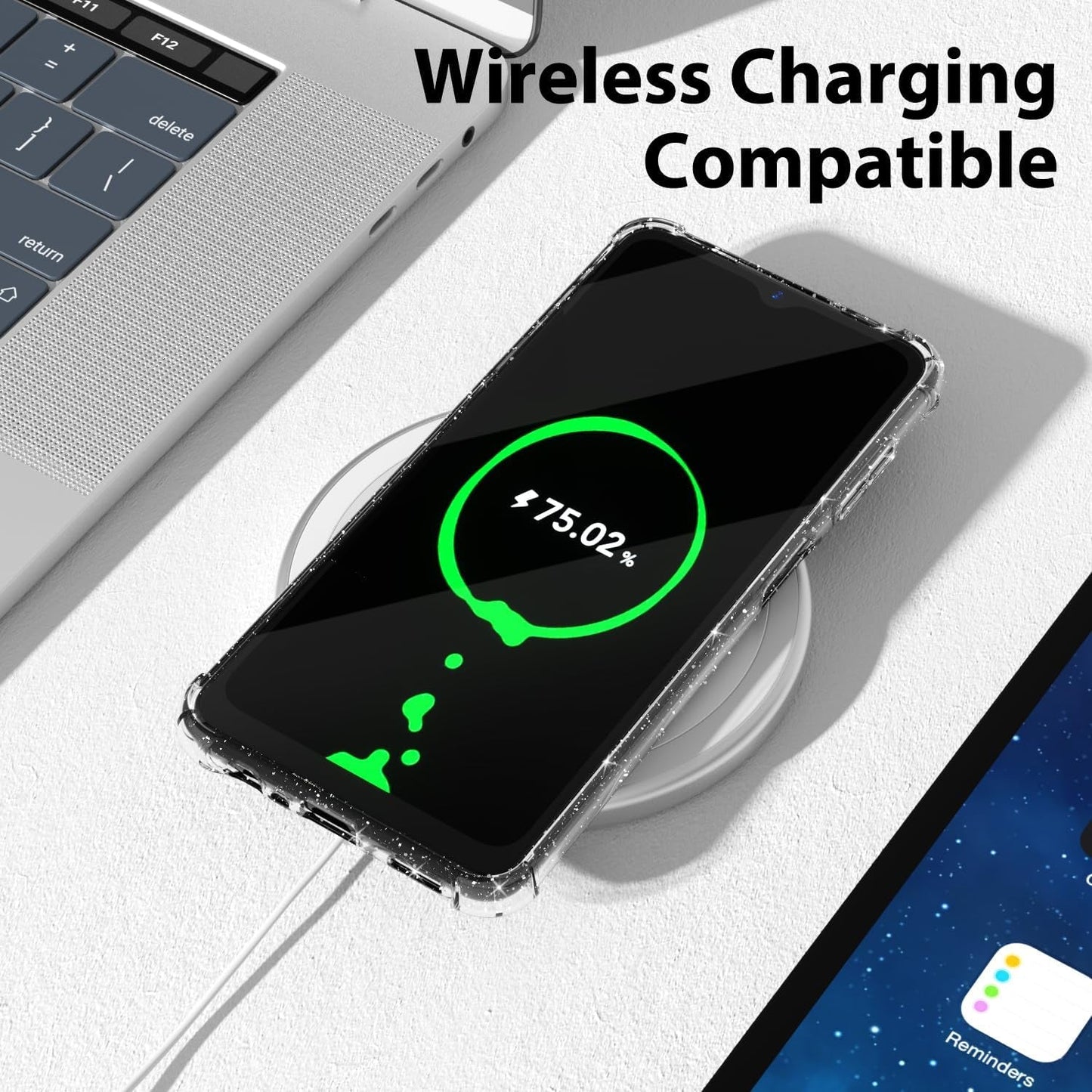 For Samsung Galaxy A53 5G Phone Case Clear Glitter, Cute Sparkle Bling Sparkly Shiny Cover for Women Aesthetic Design, Transparent Thin Slim Flexible Soft TPU, Non-Yellowing, Clear