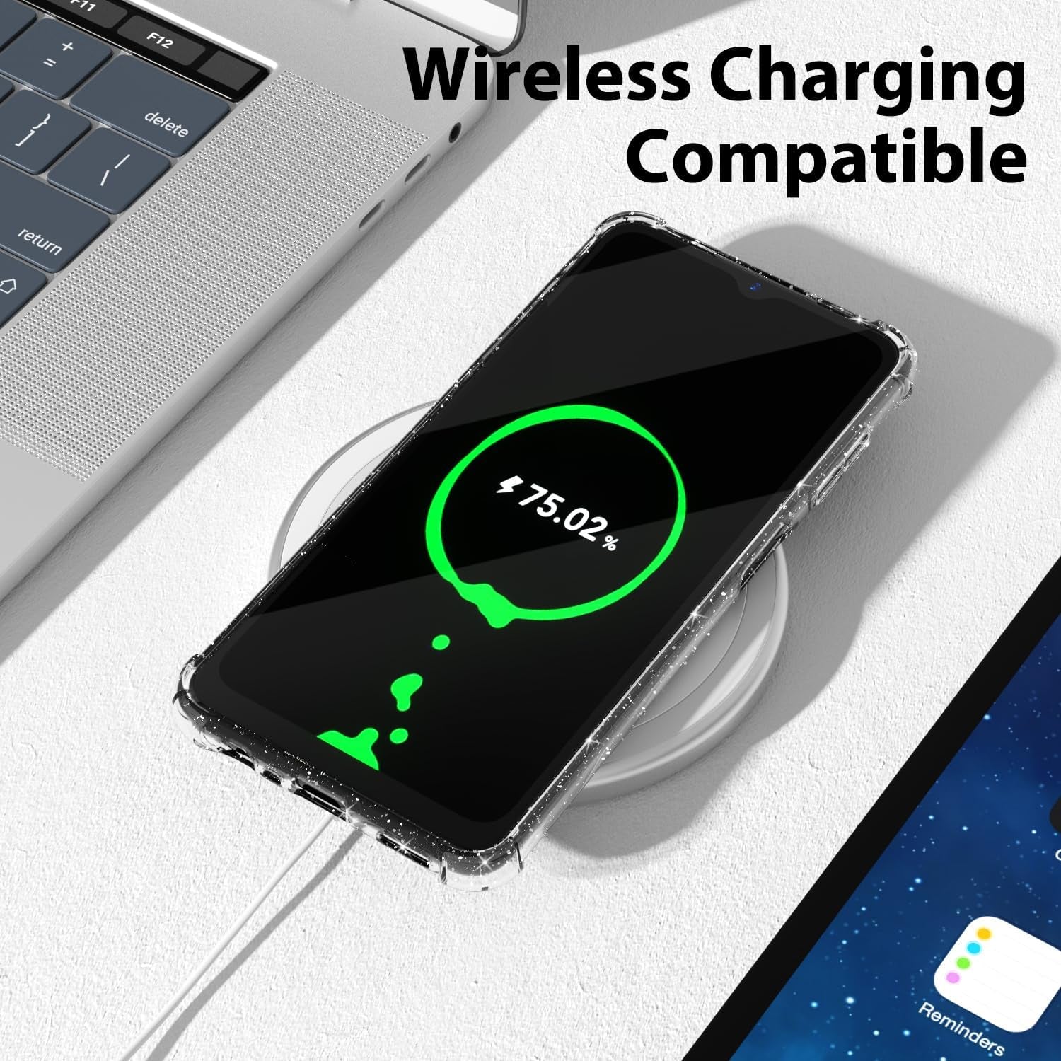 For Samsung Galaxy A53 5G Phone Case Clear Glitter, Cute Sparkle Bling Sparkly Shiny Cover for Women Aesthetic Design, Transparent Thin Slim Flexible Soft TPU, Non-Yellowing, Clear