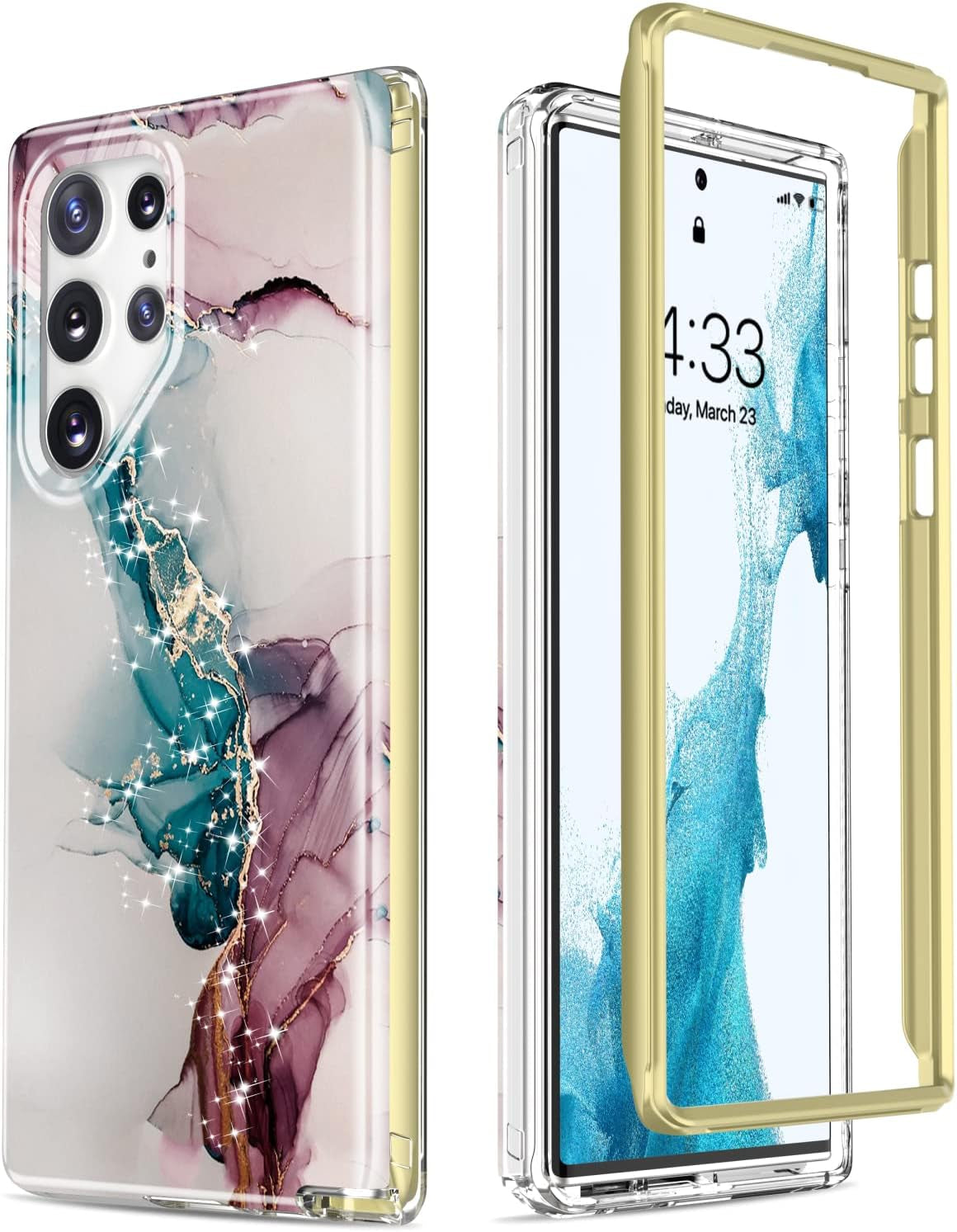 Esdot Compatible with Samsung Galaxy S22 Ultra Case,Passing 21Ft Drop Test,With Fashion Designs for Women Girls,Protective Phone Case for Galaxy S22 Ultra 6.8" Elegant Purple Marble