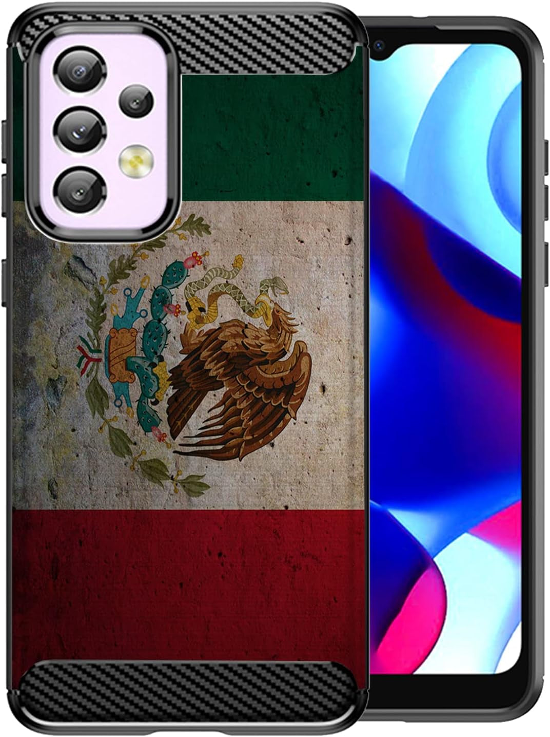 Cases on Deck Casesondeck Skull Flags Case Compatible with Samsung Galaxy A53 5G / A53 5G Case, Slim Tough Matte Design with Carbon Fiber Texture (Puerto Rico Skull)