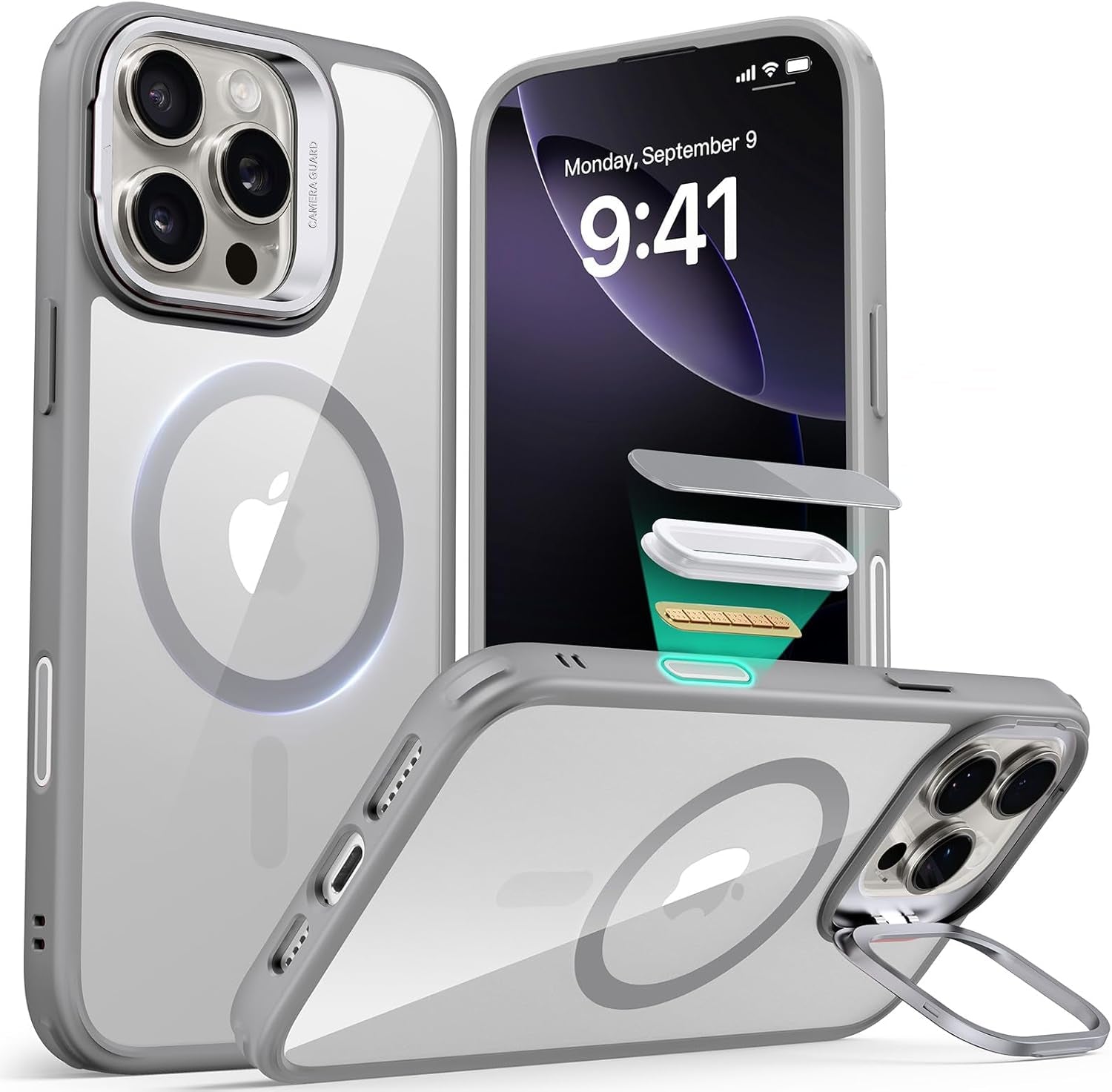 ESR for Iphone 17 Pro Max Case with Stash Stand, Camera Control Cover Compatible with Magsafe, Military-Grade Drop Protection Phone Case for Iphone 17 Pro Max, Scratch-Resistant Back Cover, Clear