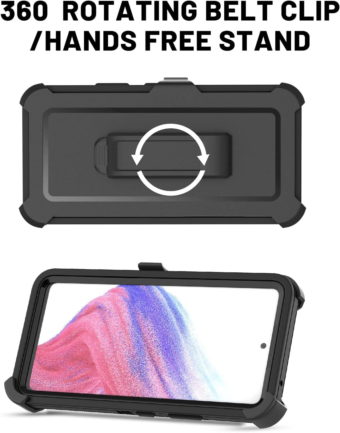 Aicase for Galaxy A53 5G Case, Heavy Duty Drop Protection Full Body Rugged Shockproof/Dust Proof Military Protective Tough Durable Phone Cover for Samsung Galaxy A53 5G (Black/Belt Clip)