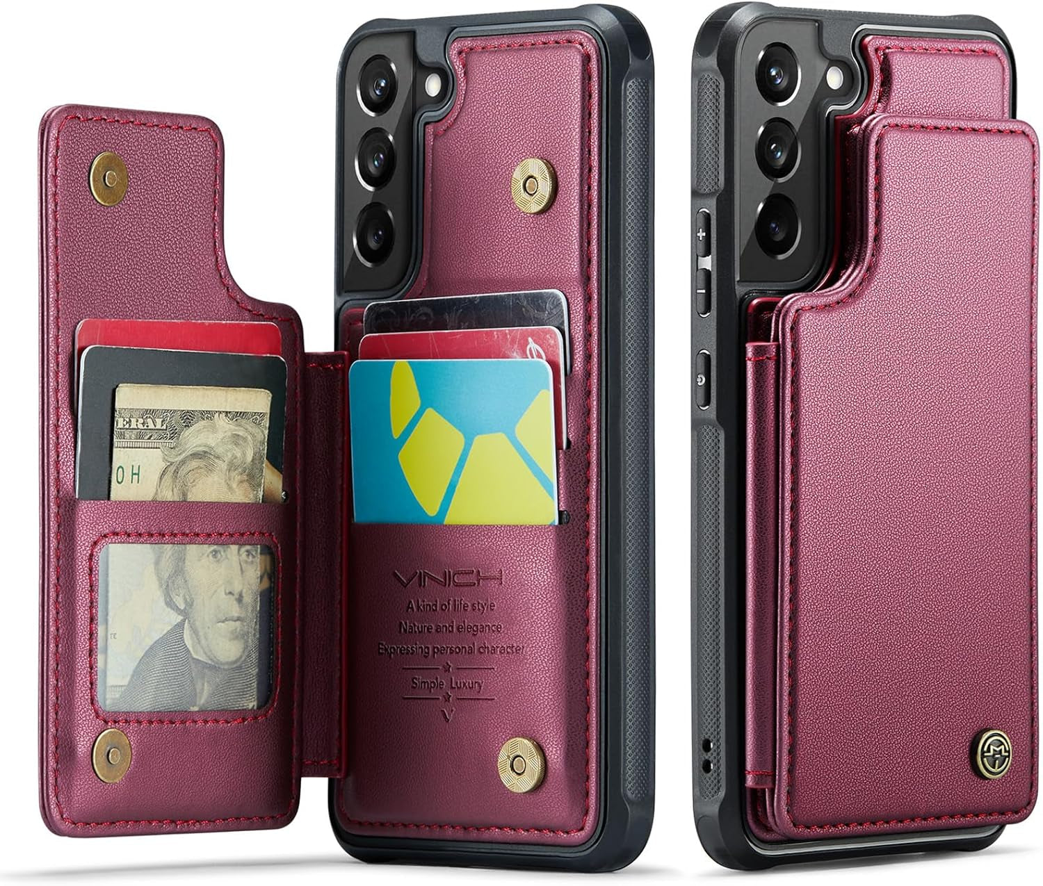 For Samsung Galaxy S22 plus Case with Card Holder, for Samsung S22 plus Wallet Case for Women Men with RFID Blocking, Durable Kickstand Shockproof Case for Galaxy S22 plus 5G, Purple