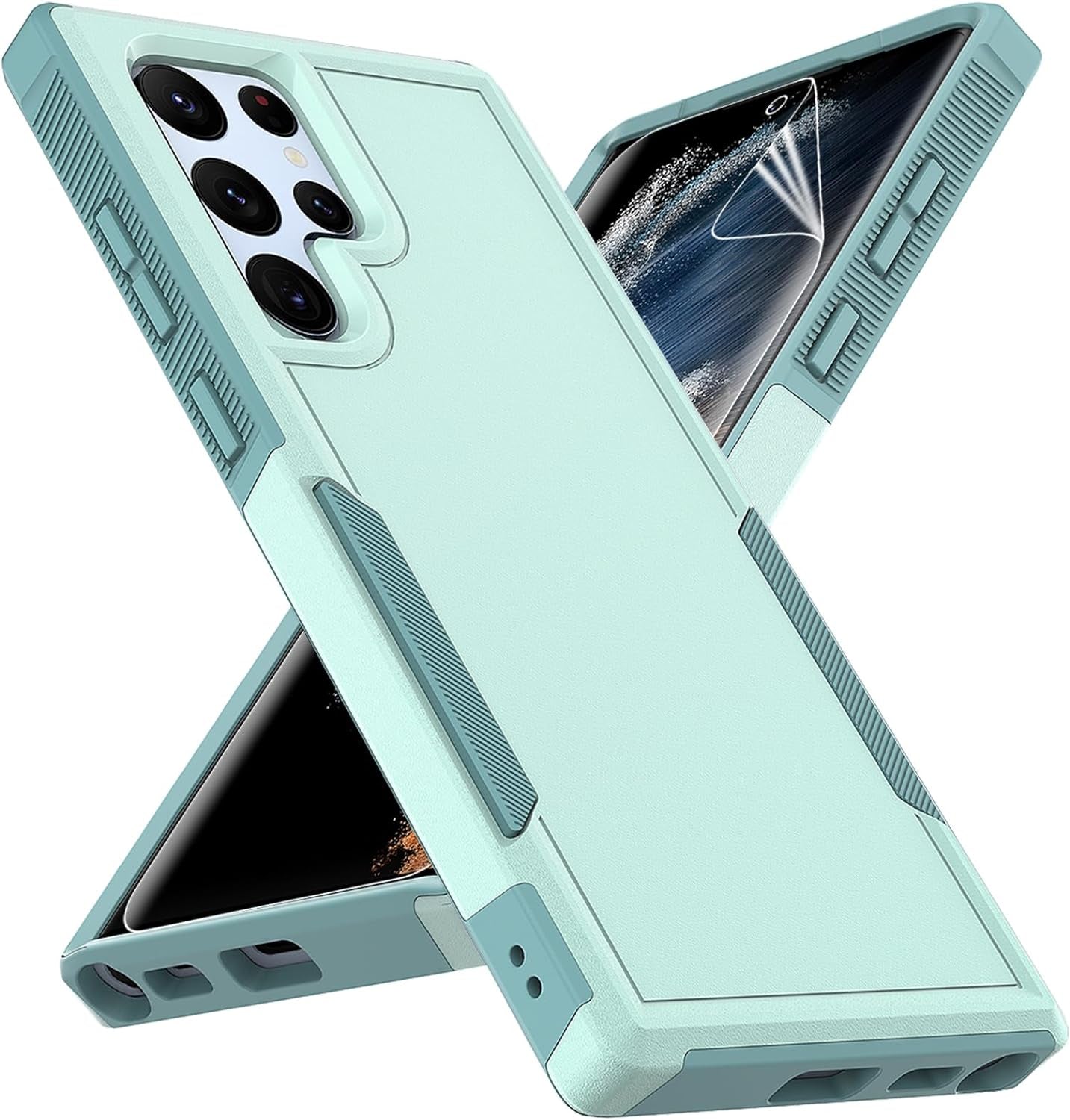 For Samsung Galaxy S22 Ultra Case: Dual Layer Protective Heavy Duty Cell Phone Cover Shockproof Rugged with Screen Protector - Military Protection Bumper Tough - Samsung Galaxy S22 Ultra 5G, Purple