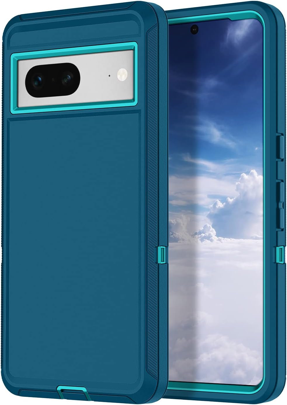 Hucasok for Google Pixel 8 Case Shockproof Rugged Full Body Protection Scratch Resistant Heavy Duty Dust/Drop Proof 3-Layer Durable Cover Case for Google Pixel 8 6.2 Inch,Navy Blue  Hucasok Turquoise Google Pixel 7 