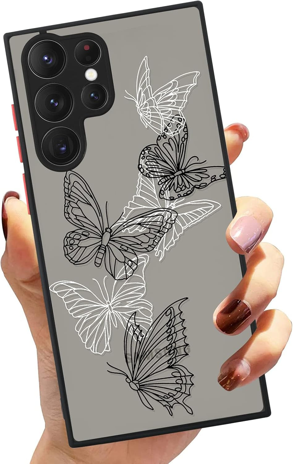 Compatible Samsung Galaxy A53 5G Black White Butterfly Case, Translucent Matte Soft TPU Bumper Case Cute Black and White Butterfly Print Pattern Back Transparent Protective Case 6.5 Inch