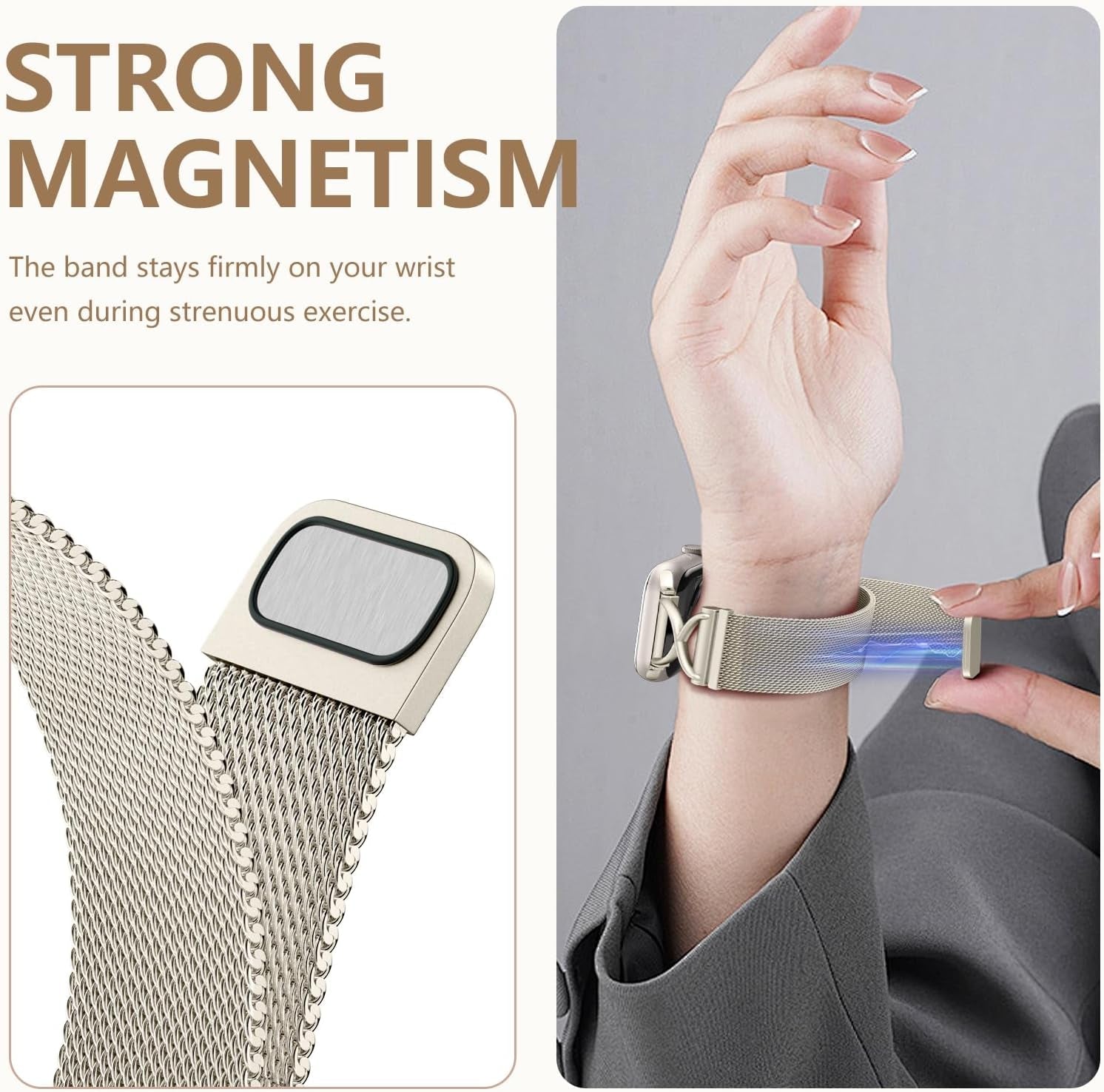 Dirrelo Metal Band Compatible for Apple Watch Bands for Women 40Mm 41Mm 38Mm 44Mm 45Mm 42Mm 49Mm, Mesh Magnetic Strap with X-Shape Stainless Steel Clasp for Iwatch Ultra 2, Series 9/8/7/6/5/4/3/2/1/SE