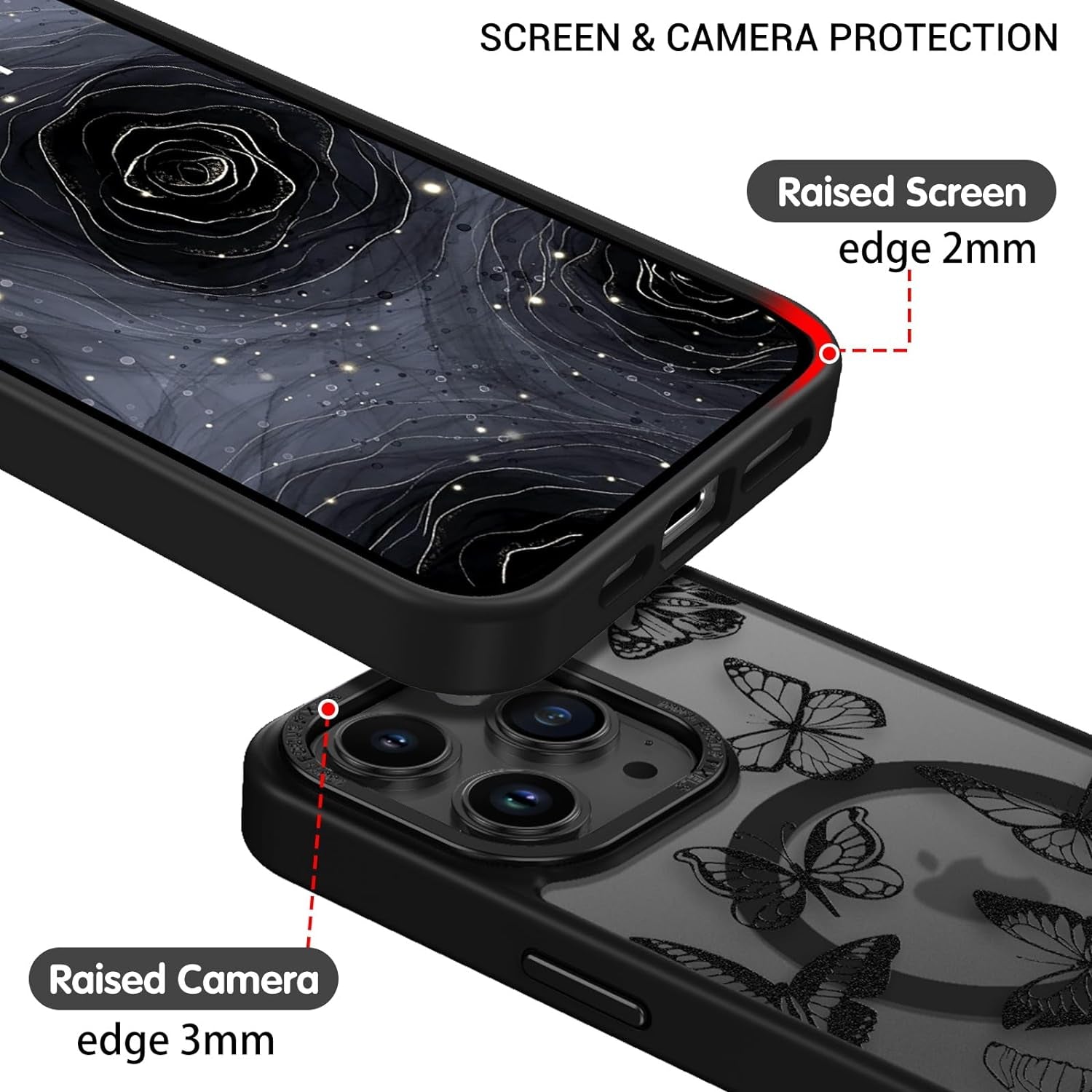 BENTOBEN for Iphone 14 Pro Case,Cute Butterfly Pattern Iphone 14 Pro Magnetic Case [Compatible with Magsafe] Translucent Matte Slim Women Girl Protective Cover Case for Iphone 14 Pro 6.1",Black  BENTOBEN   