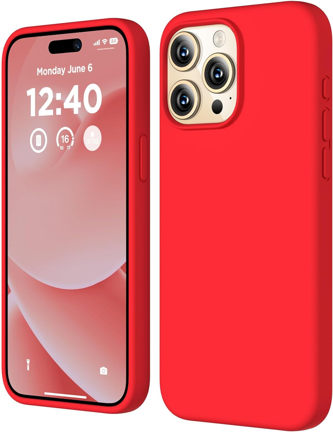 COFFKER Compatible with Iphone 15 Pro Case, Liquid Silicone Case, Full Body Shockproof Protective Cover Slim Thin Phone Case with Soft Anti-Scratch Microfiber Lining, 6.1 Inch-Orange  COFFKER   