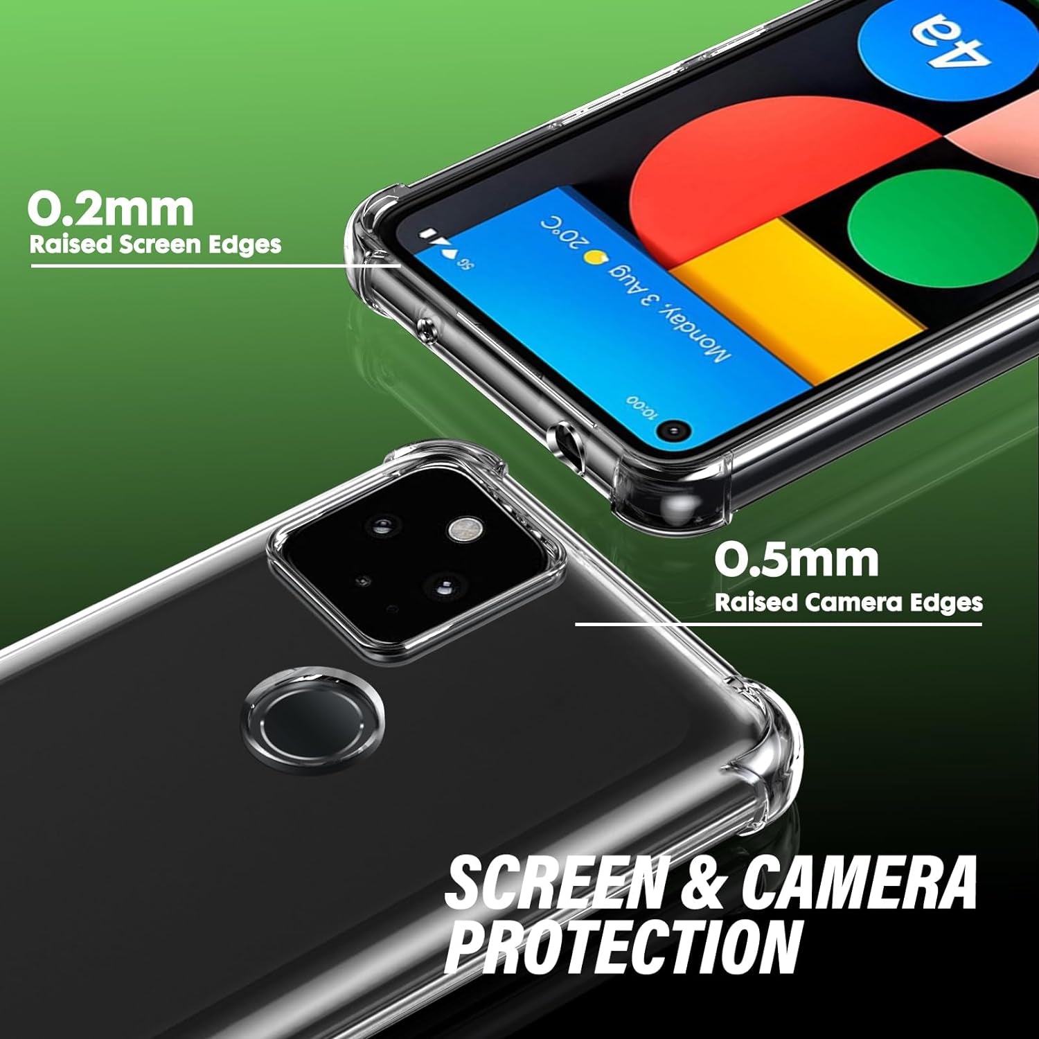 Case for Google Pixel 4A 5G Phone Case, with 1 Piece Screen Protector, TPU Bumper Shockproof Silicone Fullbody Protective Case Cover for Google Pixel 4A 5G, Transparent  Ikziwreo   