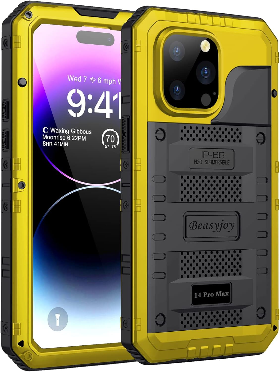 Beasyjoy Waterproof Case for Iphone 14 Pro, Metal Full Body Sealed Phone Case with Built-In Screen Protector, Military Grade Heavy Duty Defender Armor Shockproof Rugged Case 6.1 Inch, Camo  Beasyjoy   