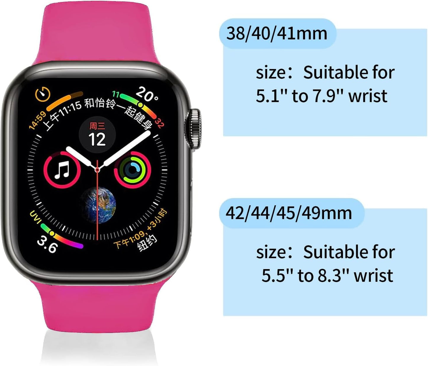 Andrea 10 Pack Sport Bands Compatible with Apple Watch Series 9 8 7 6 5 4 3 2 1 SE Ultra, 38Mm 40Mm 41Mm 42Mm 44Mm 45Mm 49Mm Iwatch Bands for Women Men, Soft Strap Waterproof Silicone Wristbands