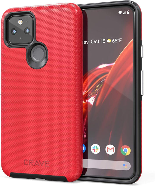 Crave Pixel 5 Case, Dual Guard Protection Series Case for Google Pixel 5 - Red  Crave Red  