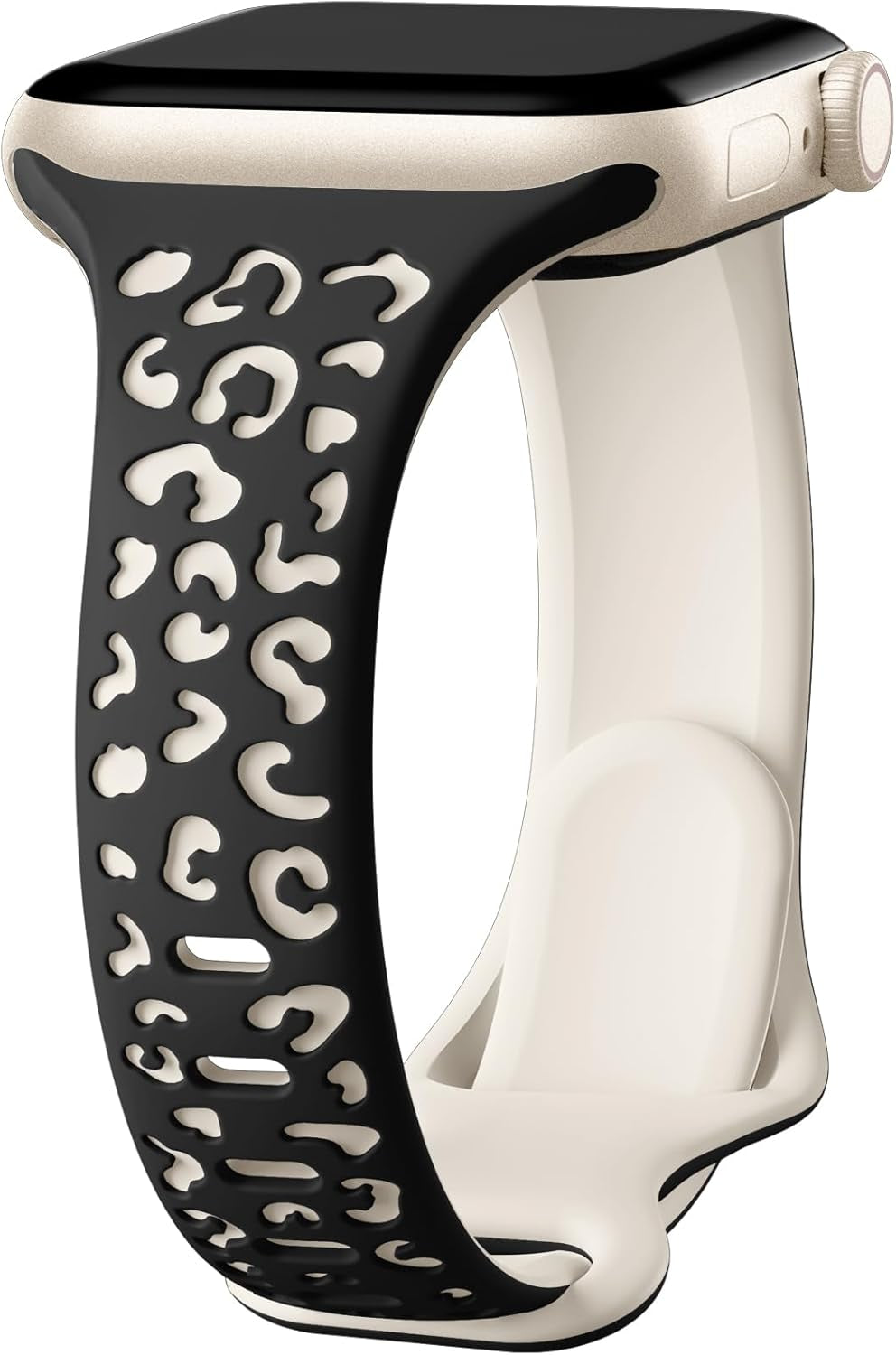 Daqin Slim Leopard Engraved Band Compatible with Apple Watch Bands 40Mm 38Mm 41Mm 44Mm 45Mm 42Mm Women, Soft Silicone Feminie Cheetah Thin Sport Wristbands for Iwatch Bands Series 9 8 7 6 5 4 3 2 1 SE