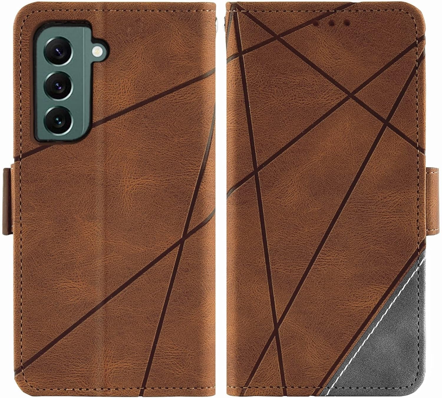 Asuwish Compatible with Samsung Galaxy S22 plus S22+ 5G Wallet Case Tempered Glass Screen Protector Leather Flip Card Holder Stand Cell Accessories Phone Cover for S22+5G S22Plus 22S + S 22 22+ Brown