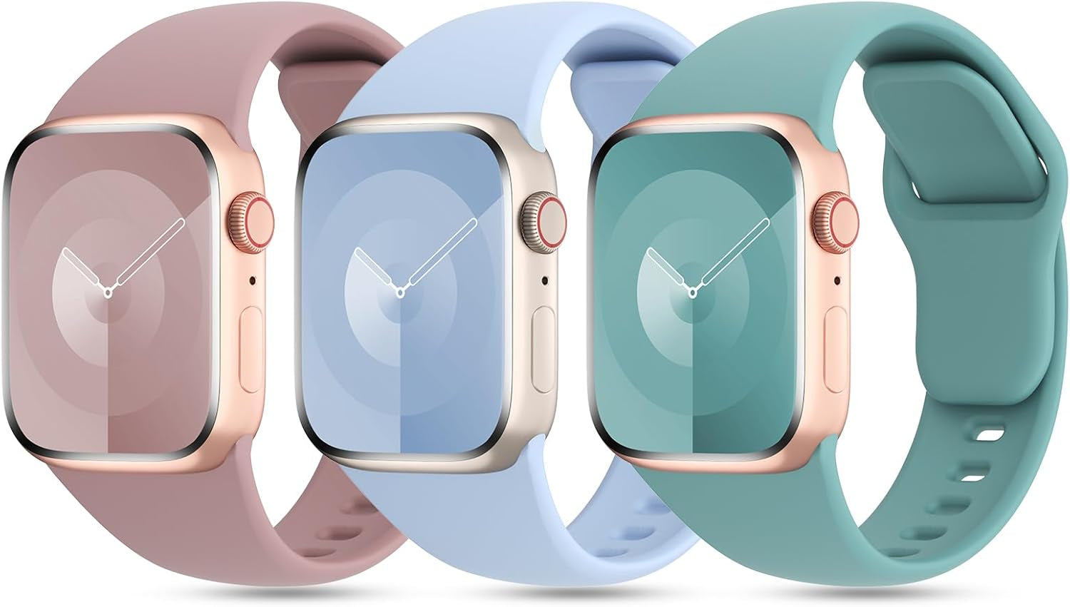 3 Pack Patented Sport Silicone Compatible with Apple Watch Band 41Mm 40Mm 38Mm 45Mm 44Mm 42Mm 49Mm Women Men, Soft Wristbands Waterproof Strap for Iwatch Bands Series 9 8 7 6 5 4 3 2 1 SE Ultra