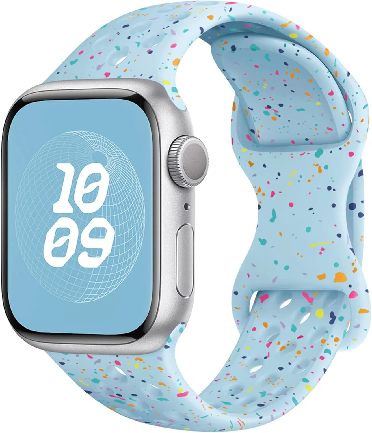 Breathable Sport Silicone Band Compatible with Apple Watch Bands 40Mm 38Mm 44Mm 41Mm 45Mm 42Mm 49Mm Women Men, Soft Wristband Recycled Plastic Strap for Iwatch Bands Series 9 SE 8 7 6 5 4 3 2 1 Ultra