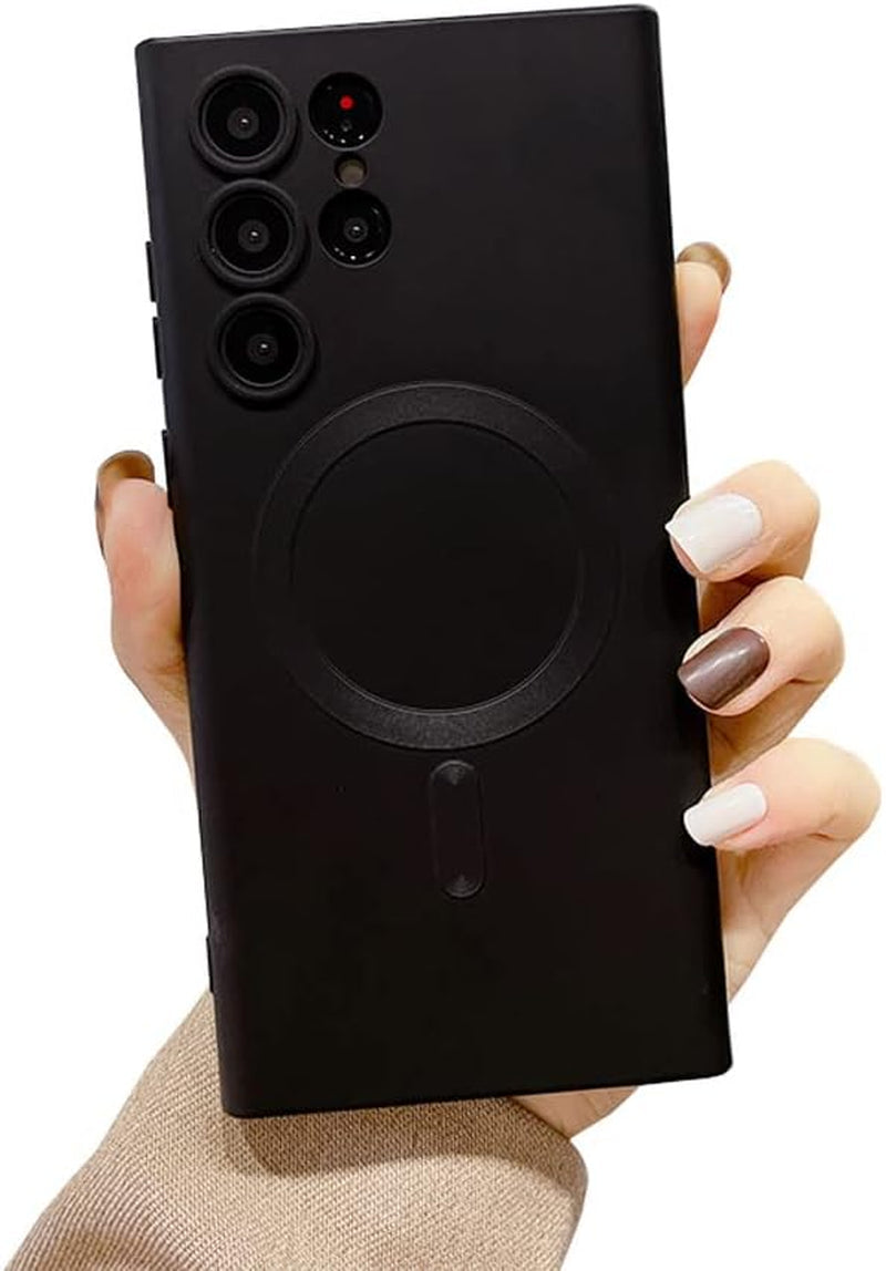 Galaxy S22 Ultra Case Magnetic [Support Magsafe Charger] Wireless Anti-Scratch Shockproof Full Camera Protection Slim Thin Silicon Phone Cover Case for Samsung Galaxy S22 Ultra 6.8"-Rose Gold